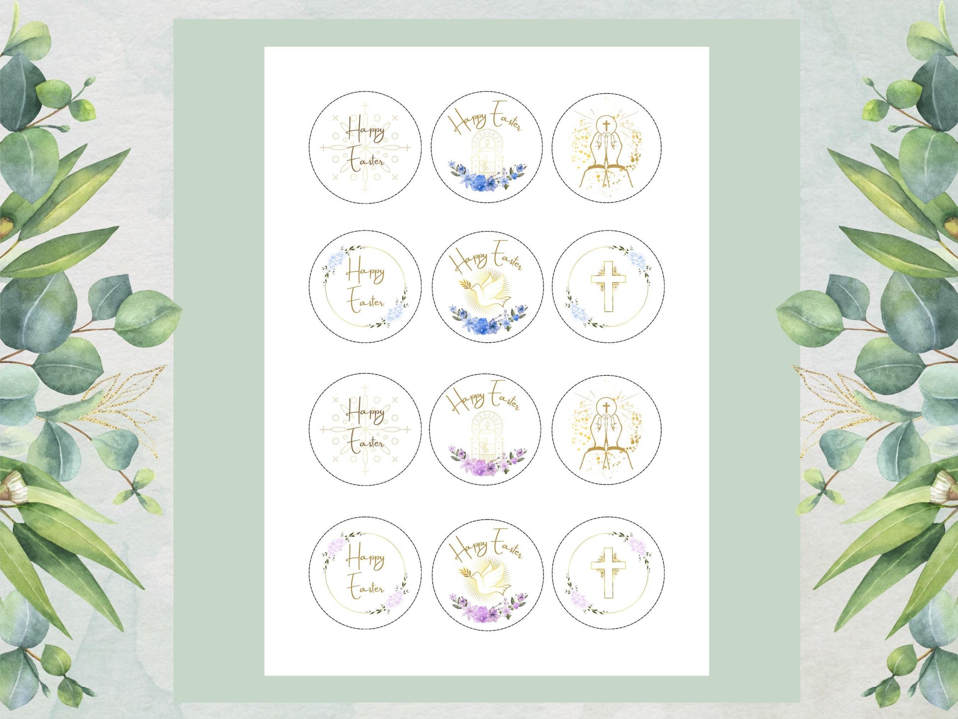 Happy Easter Edible Cupcake Toppers – Religious Cake Decorations