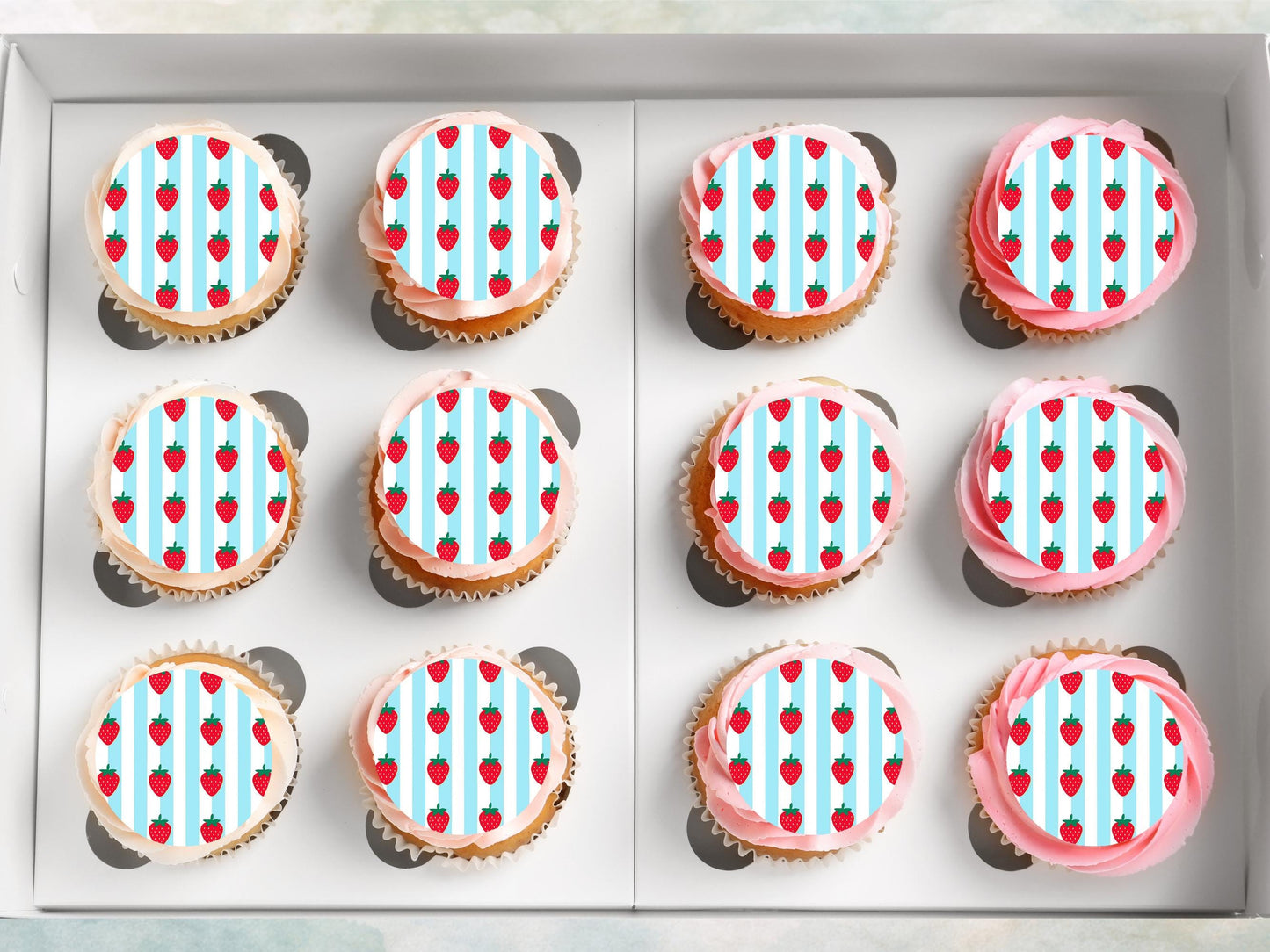Strawberry Edible Cupcake Toppers – Birthday Cake Toppers.
