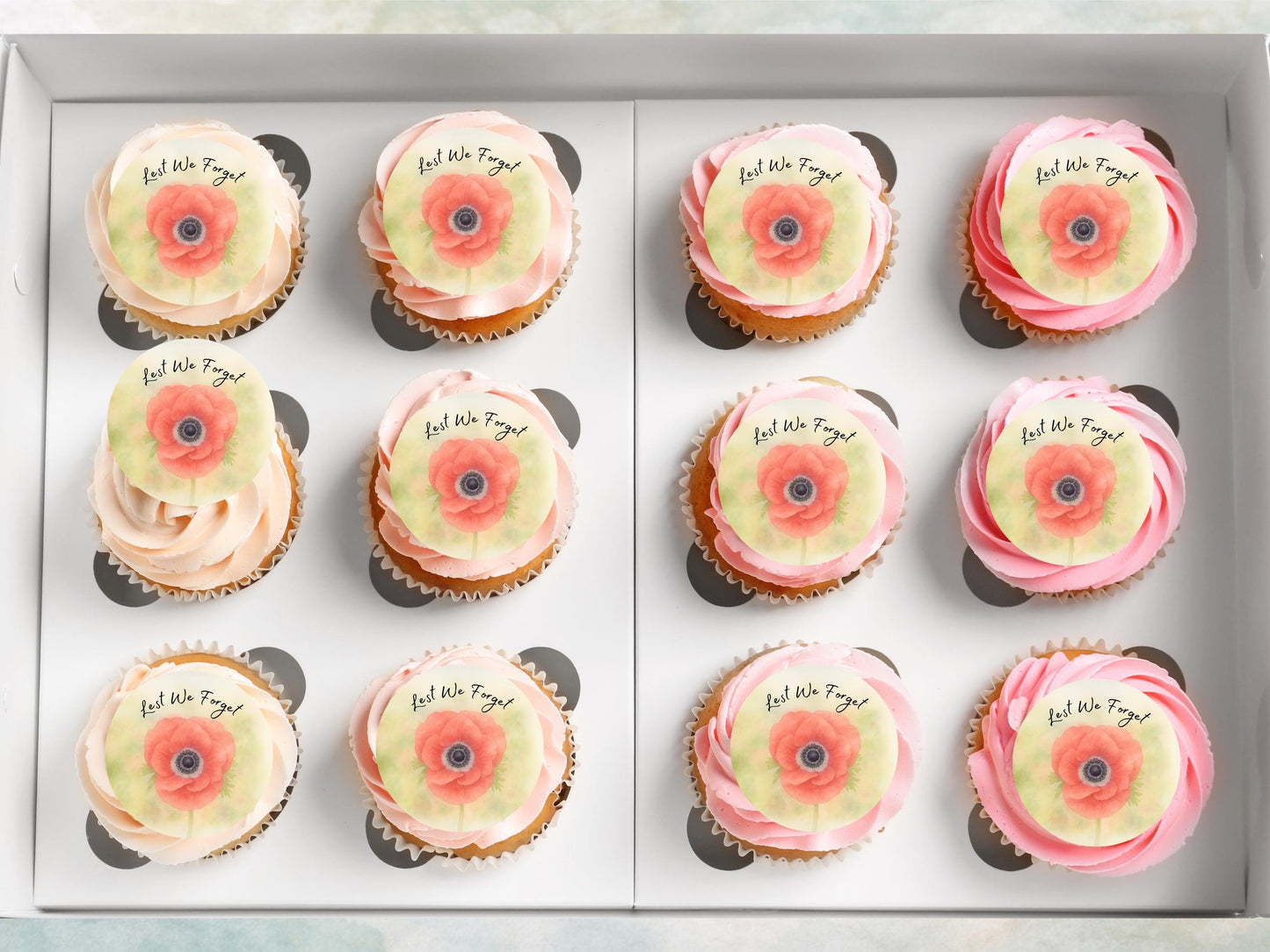 Red Poppy Edible Cupcake Toppers: Remembrance Day Cake Decorations
