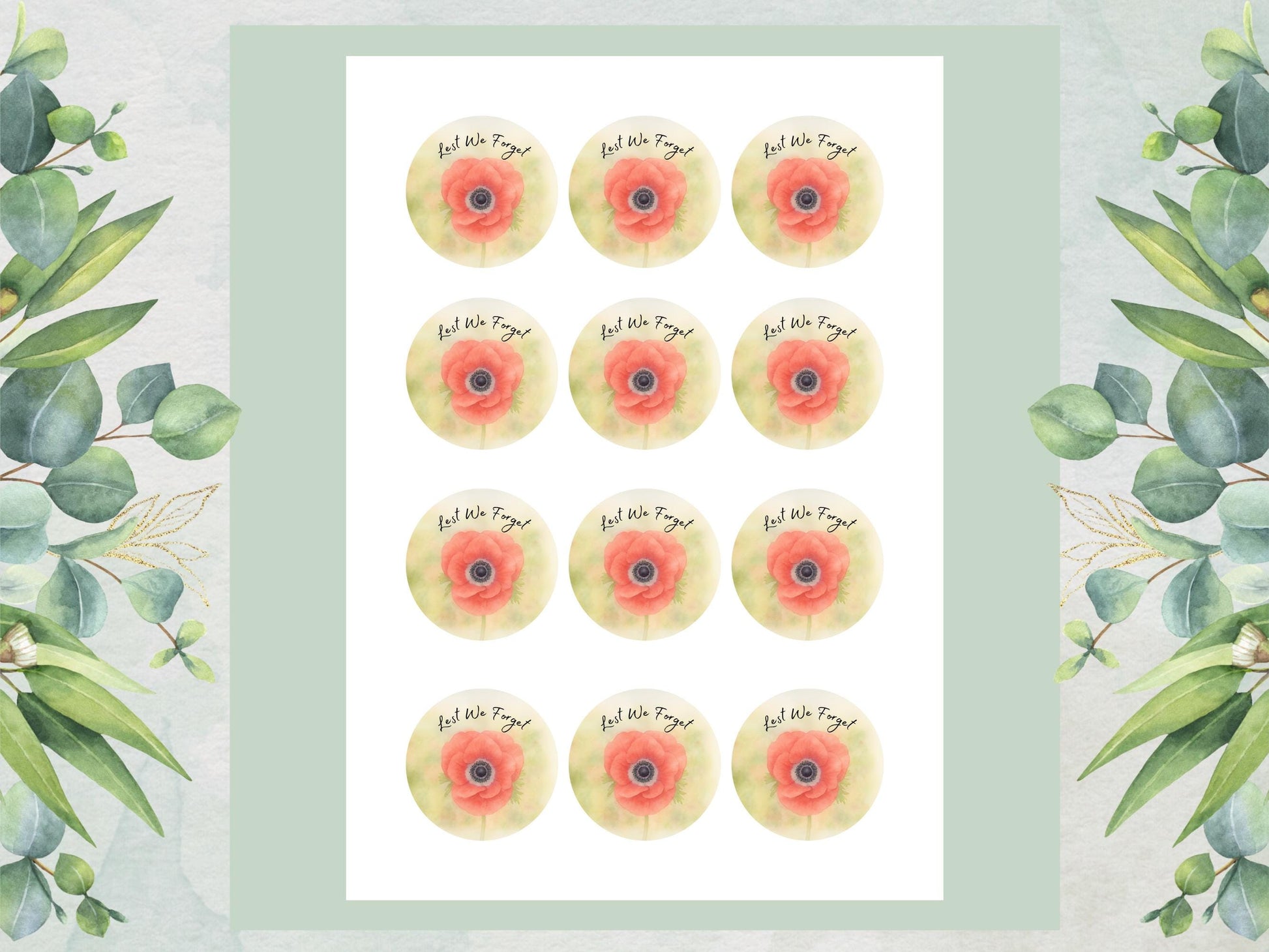 Red Poppy Edible Cupcake Toppers: Remembrance Day Cake Decorations
