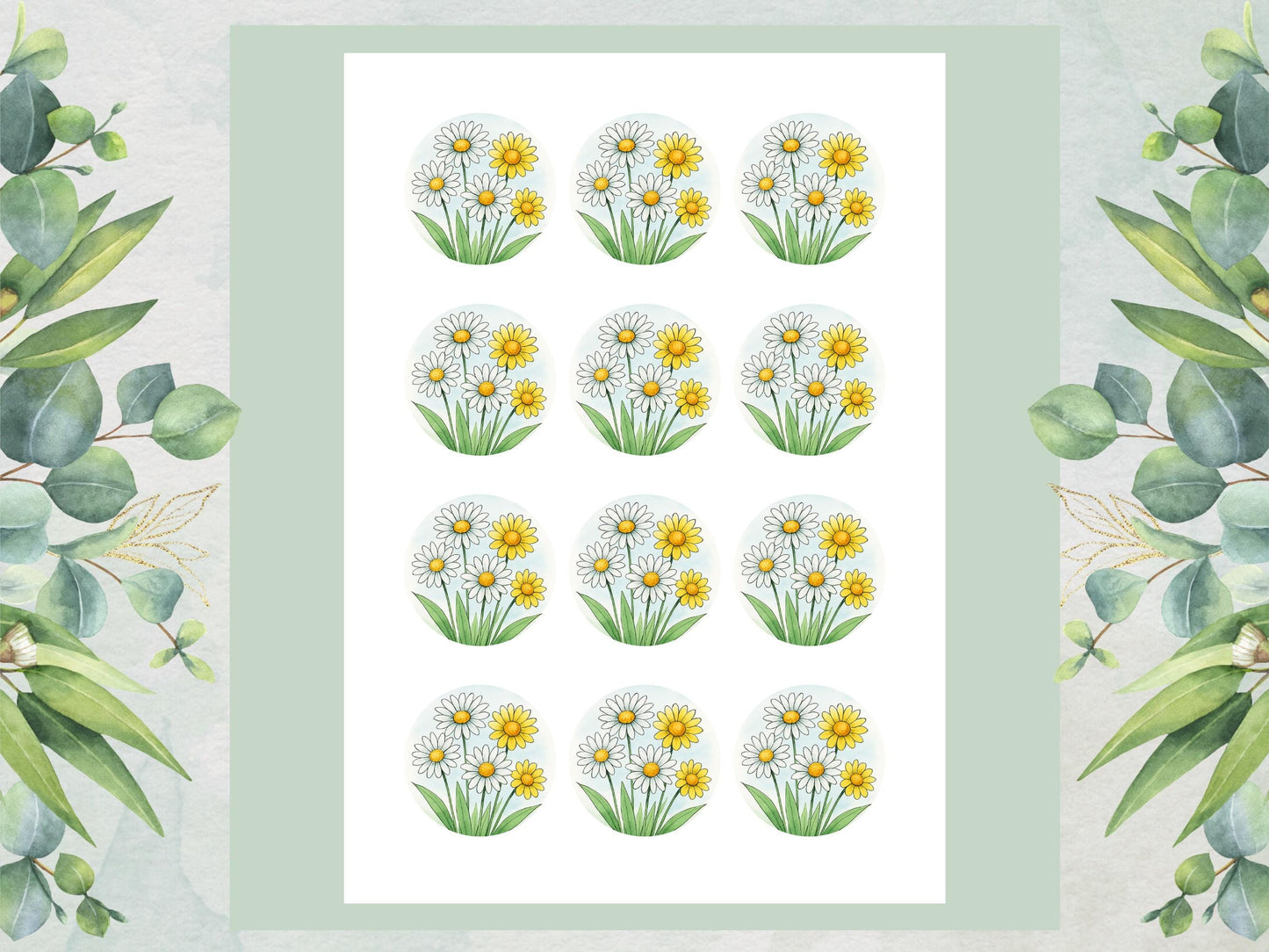 Daisy Flower Edible Cupcake Toppers – Floral Cake Decoration
