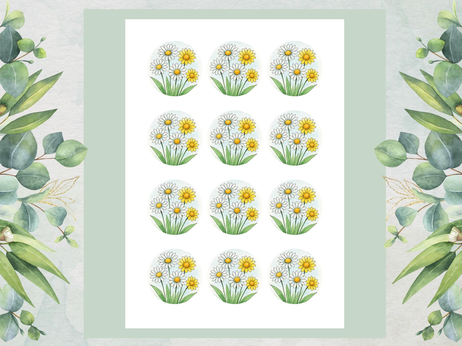Daisy Flower Edible Cupcake Toppers – Floral Cake Decoration