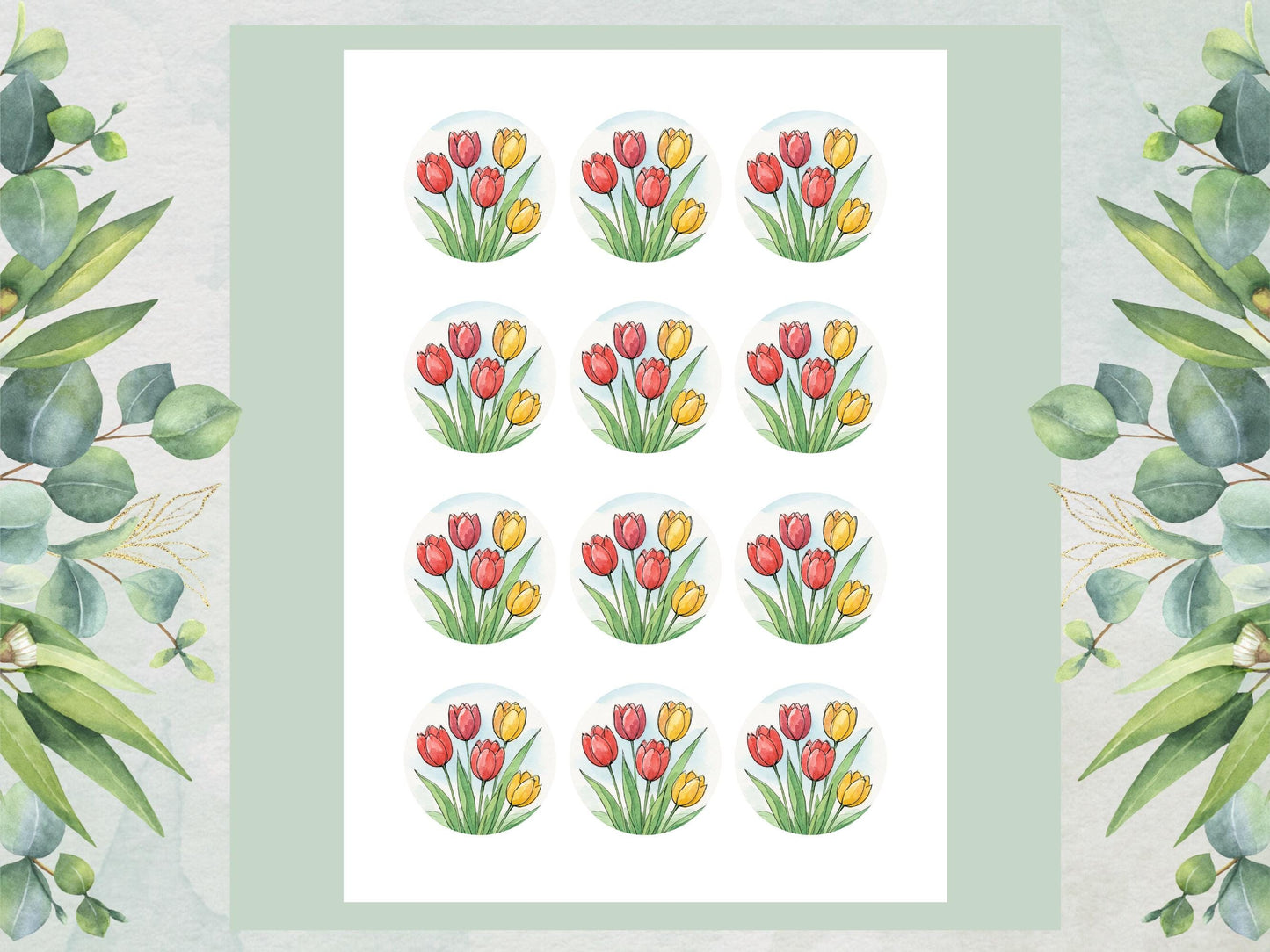 Tulip Flower Edible Cupcake Toppers – Floral Cake Decoration