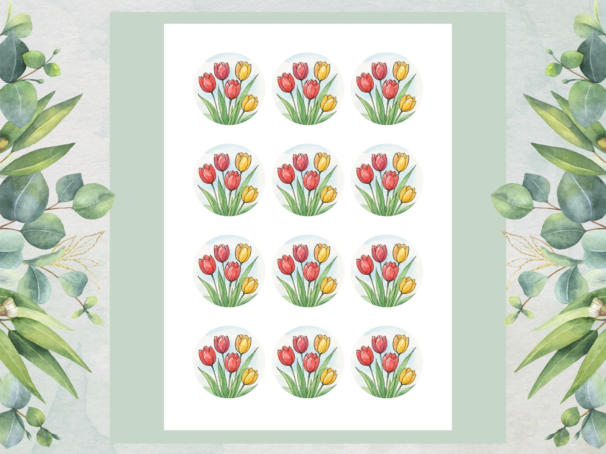 Tulip Flower Edible Cupcake Toppers – Floral Cake Decoration