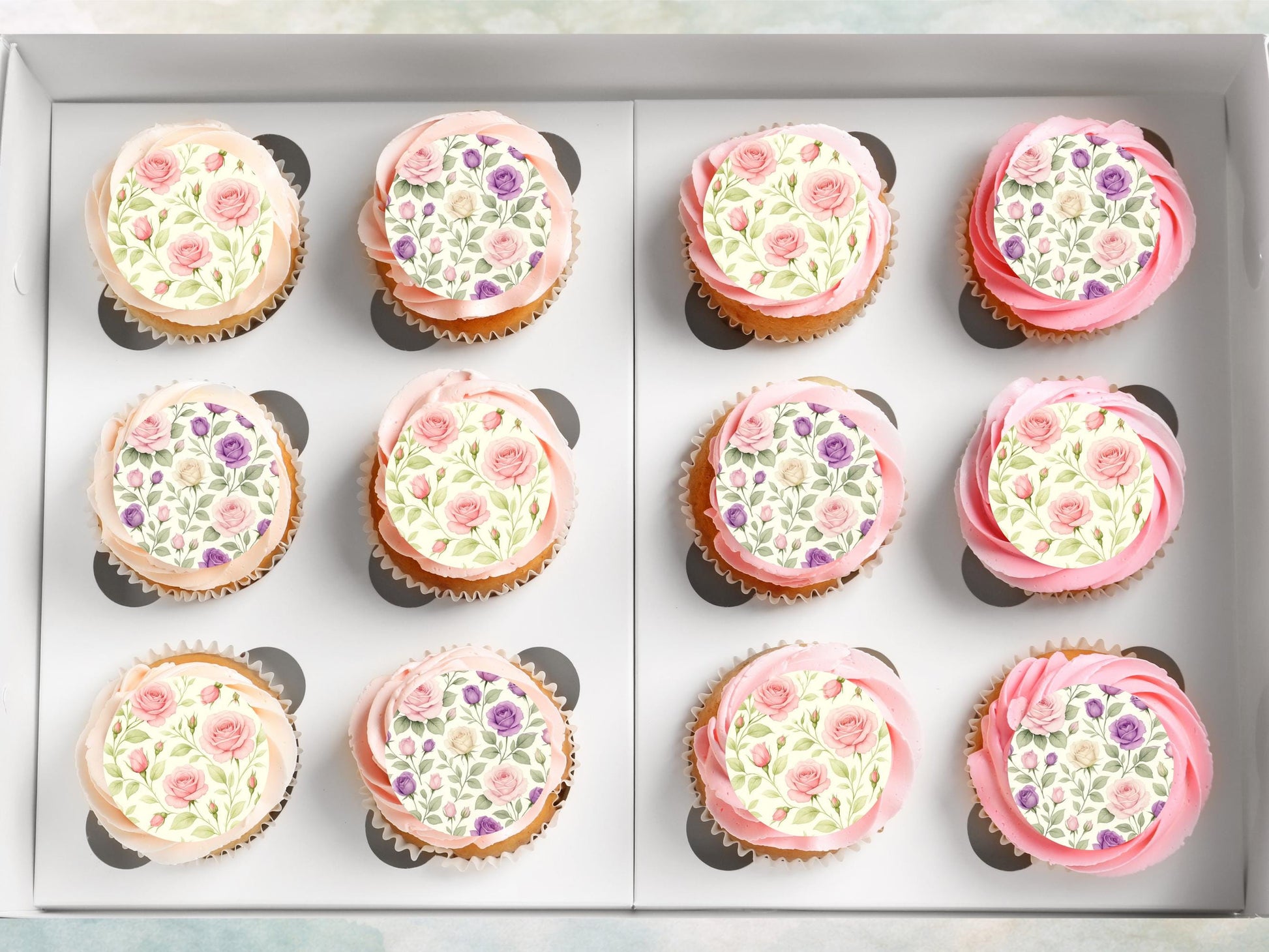 Rose Edible Cupcake Toppers – Floral Cake Decorations