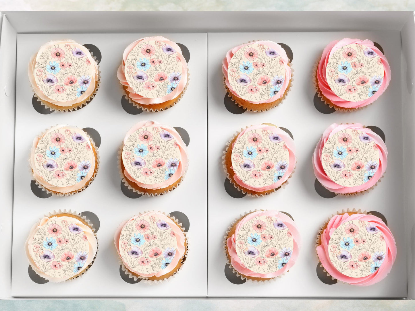 Poppy Edible Cupcake Toppers – 2" Floral Cake Decorations