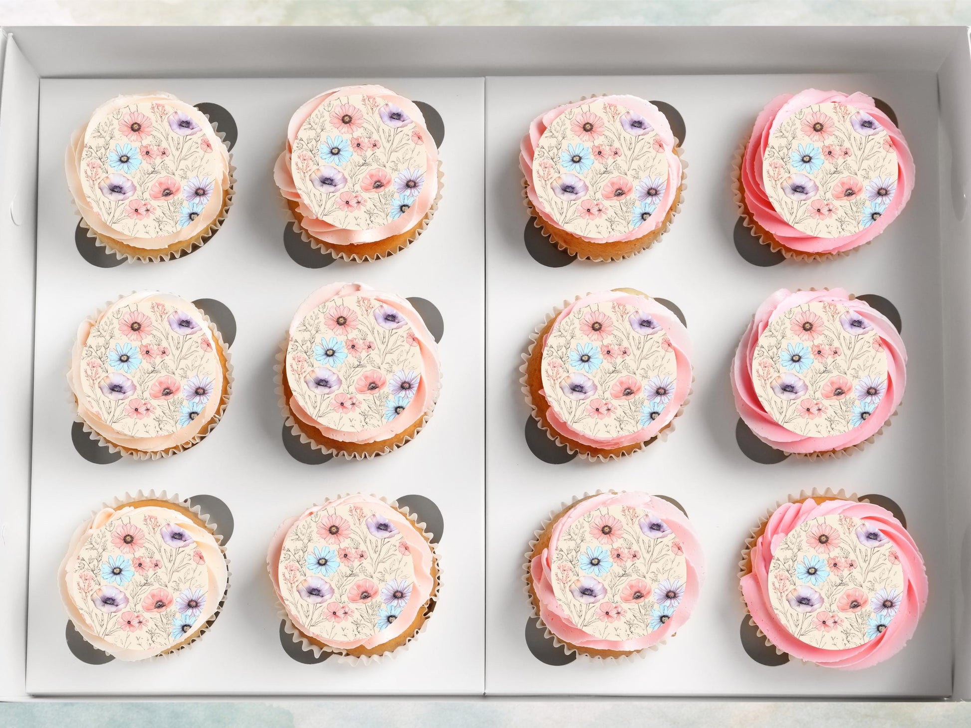Poppy Edible Cupcake Toppers – 2" Floral Cake Decorations