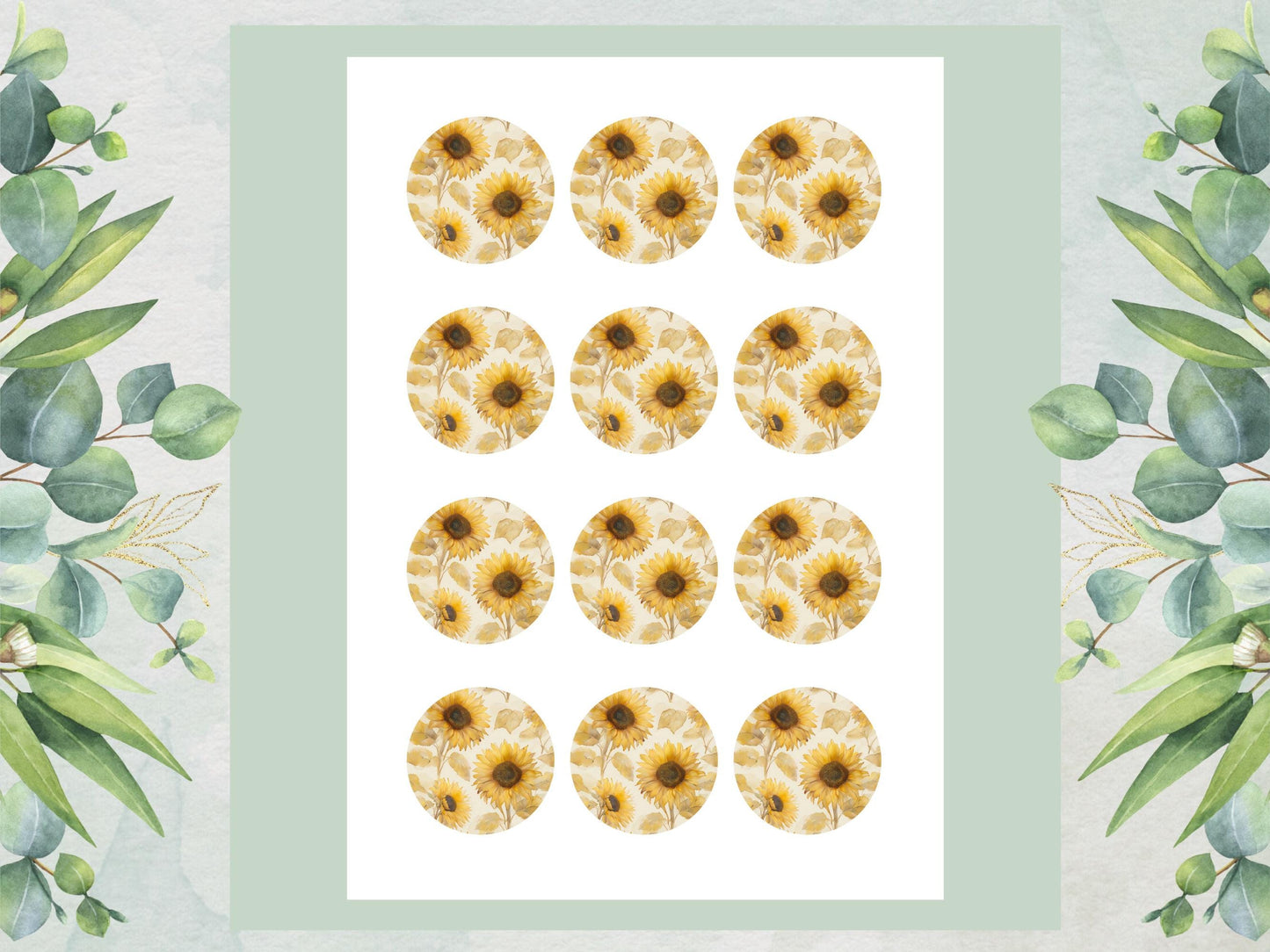 Sunflower Edible Cupcake Toppers – Watercolor Floral Cake Decoration (2", Pre-Cut)