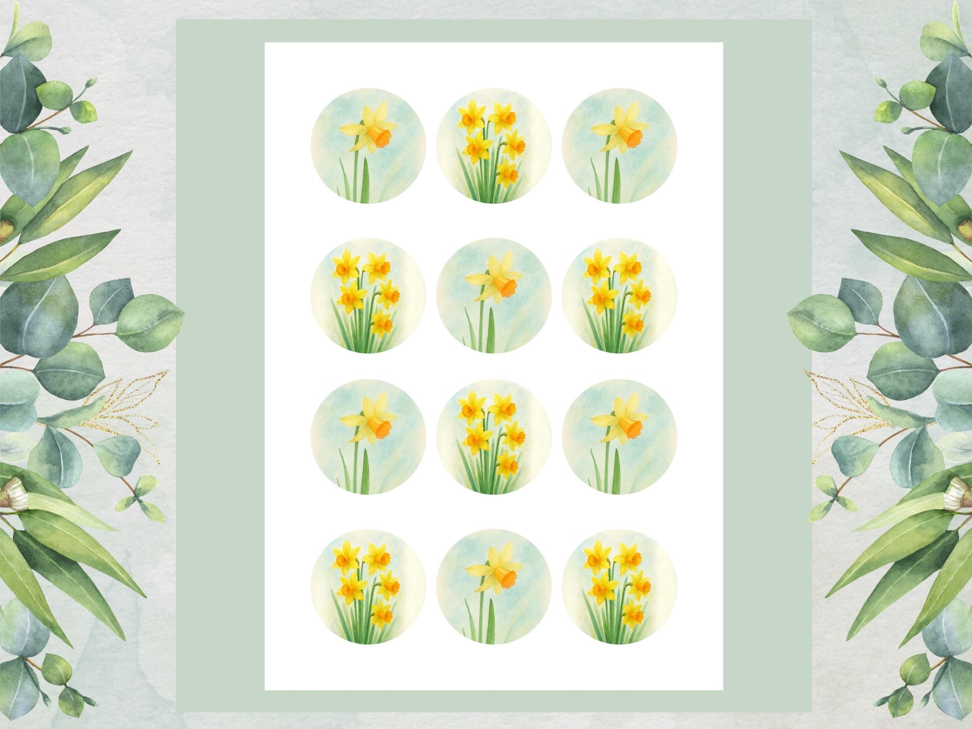 Daffodil March Birth Flower Edible Cupcake Toppers – Floral Cake Decoration