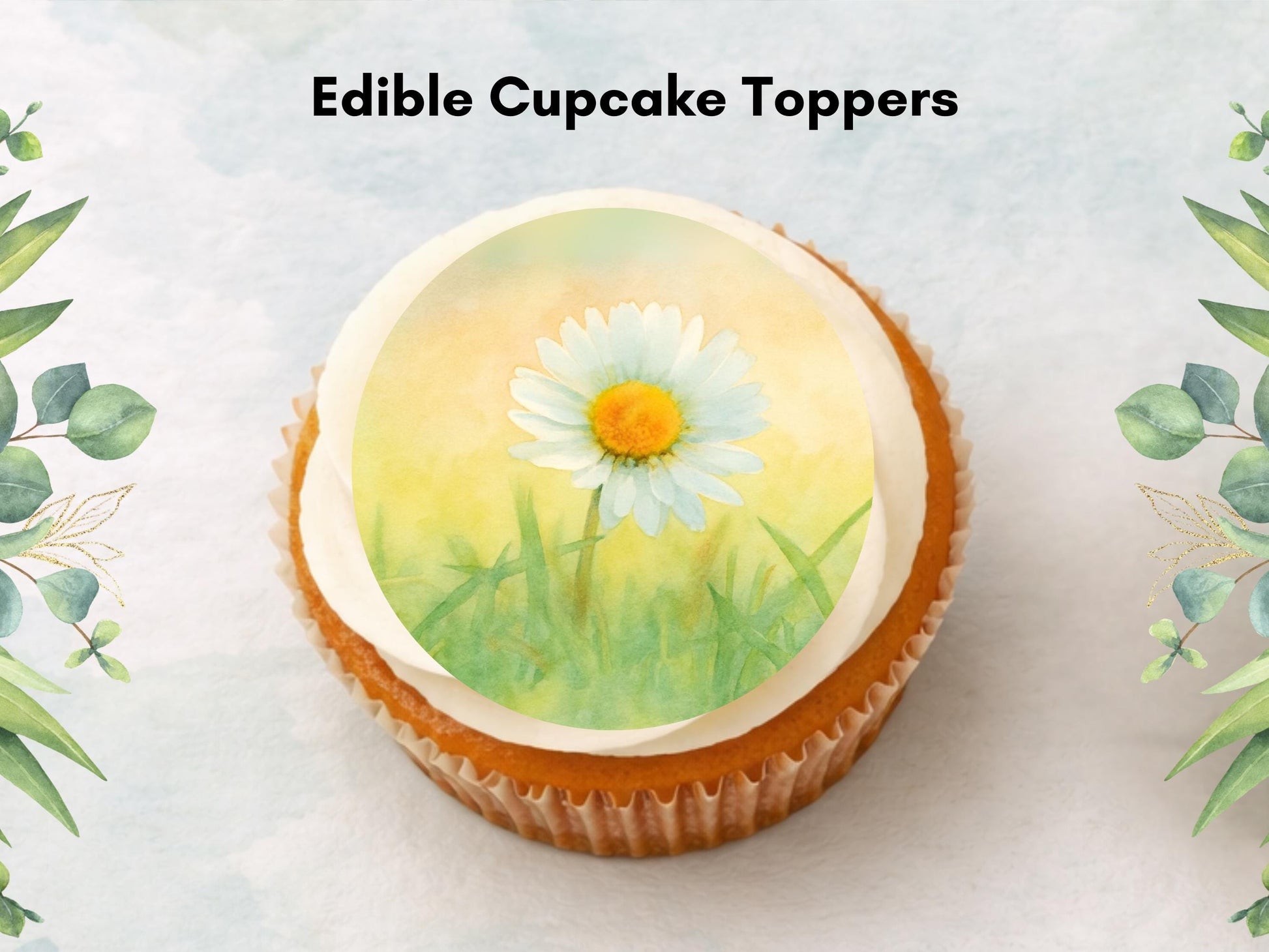 Daisy April Birth Flower Edible Cupcake Toppers – Floral Cake Decoration