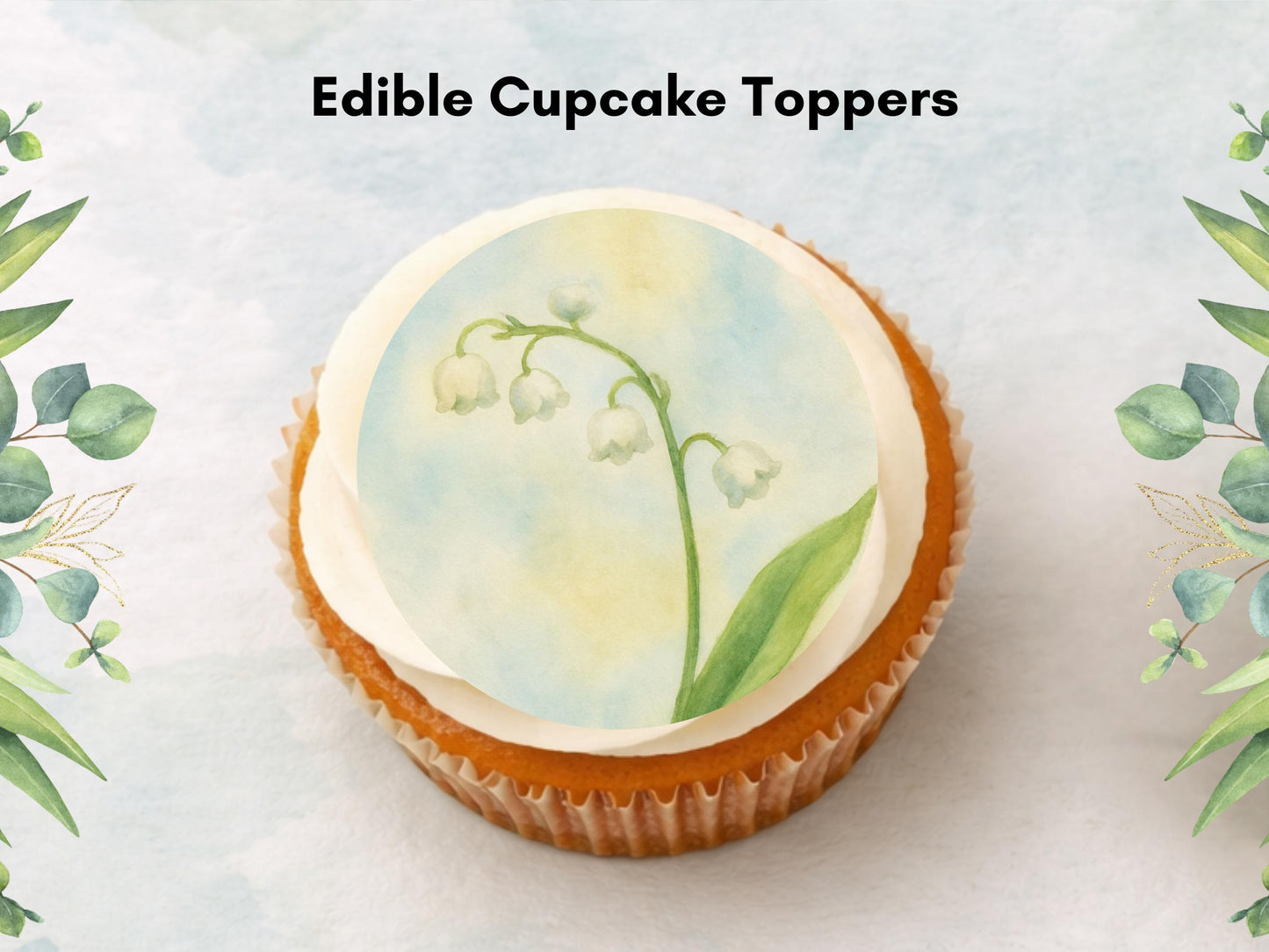 May Birth Flower Edible Cupcake Toppers – Lily of the Valley Cake decoration