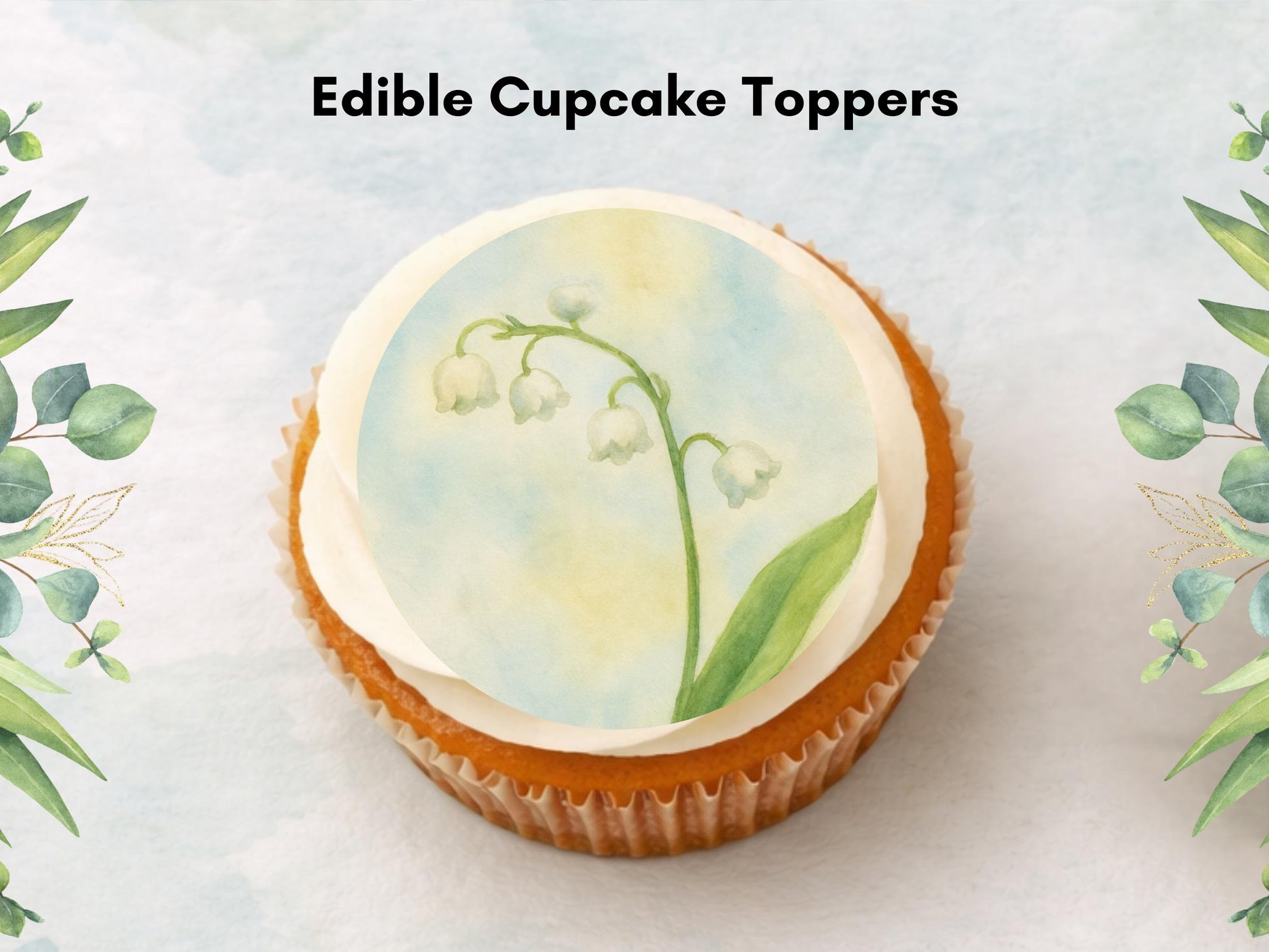 May Birth Flower Edible Cupcake Toppers – Lily of the Valley Cake decoration