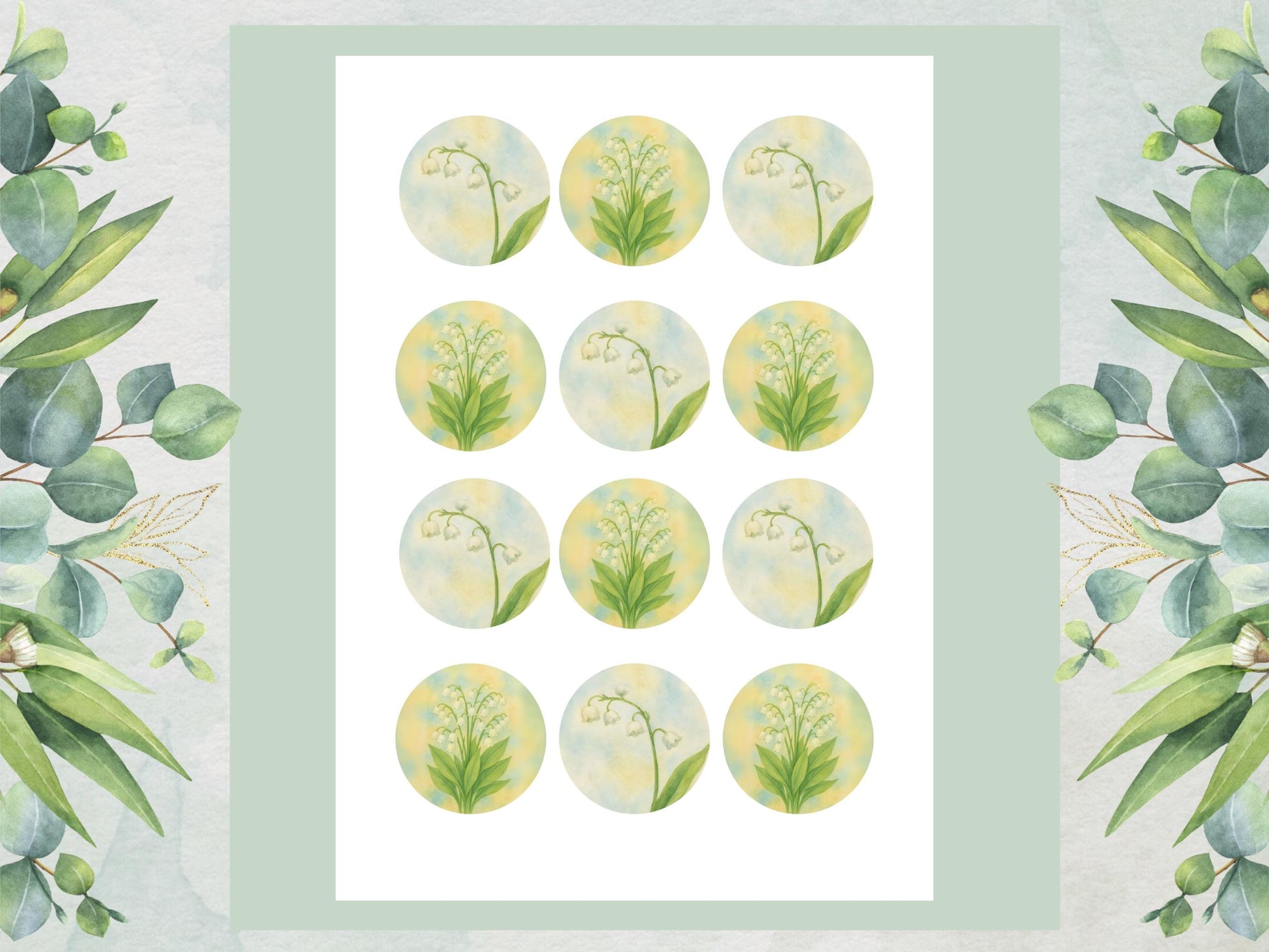 May Birth Flower Edible Cupcake Toppers – Lily of the Valley Cake decoration