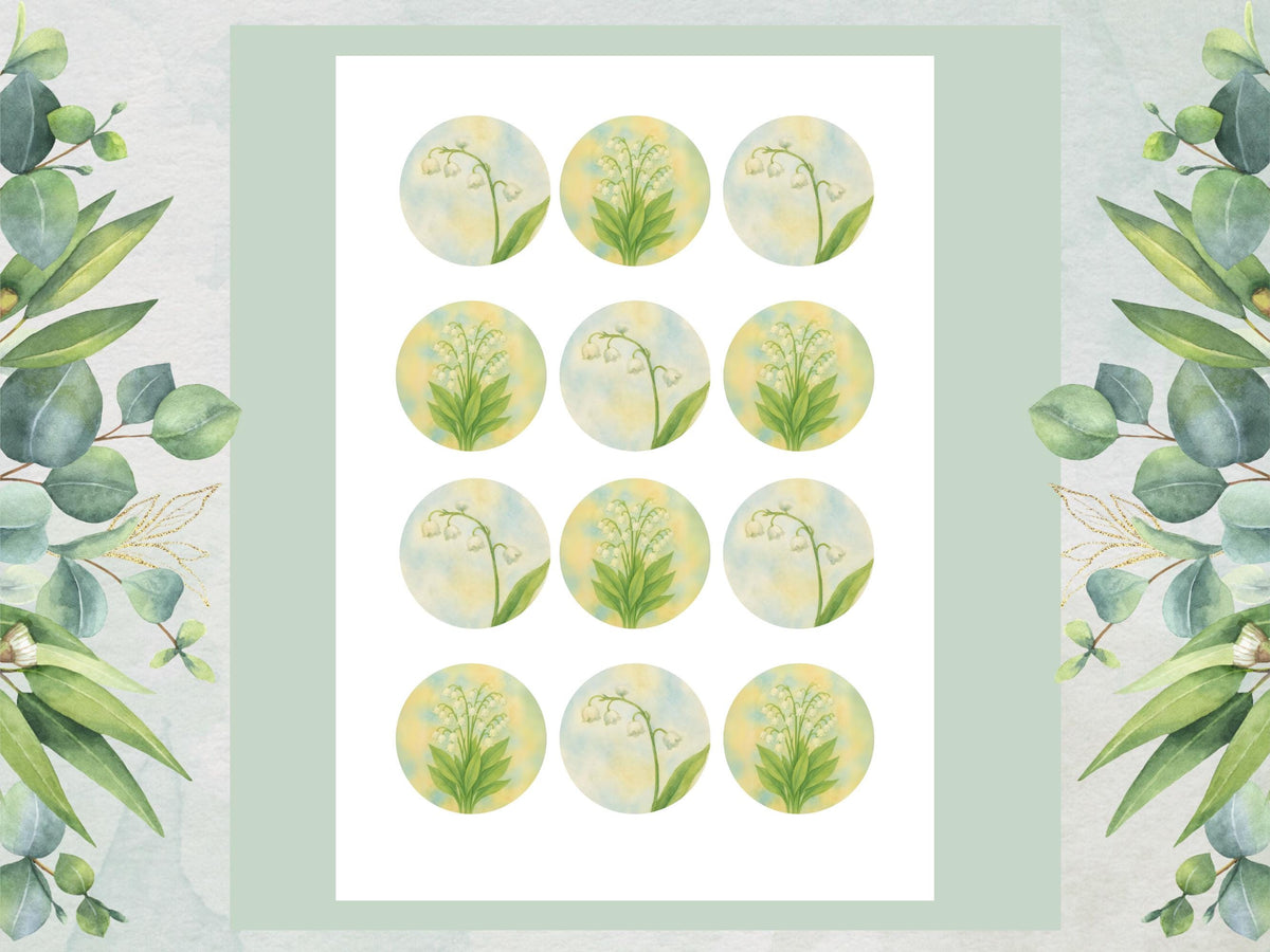 May Birth Flower Edible Cupcake Toppers – Lily of the Valley Cake decoration 12 x 2"