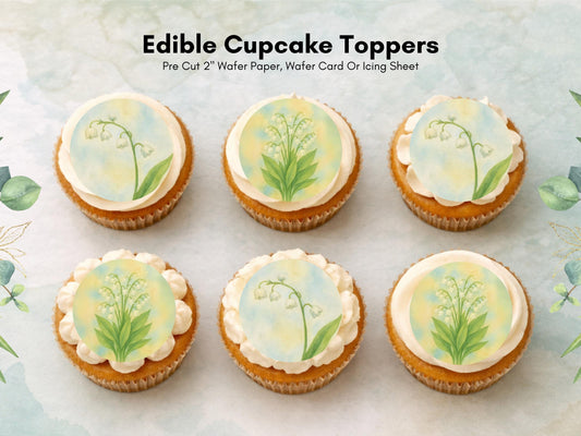 May Birth Flower Edible Cupcake Toppers – Lily of the Valley Cake decoration 12 x 2"