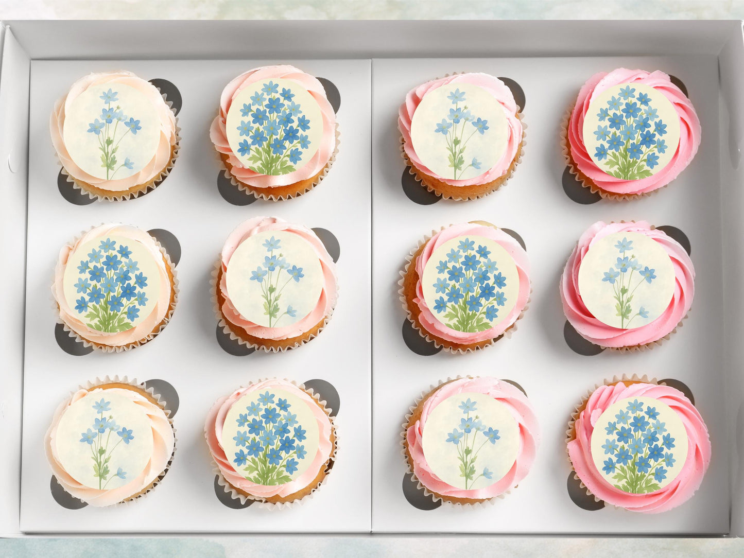 Larkspur July Birth Flower Edible Cupcake Toppers – Floral Cake Topper