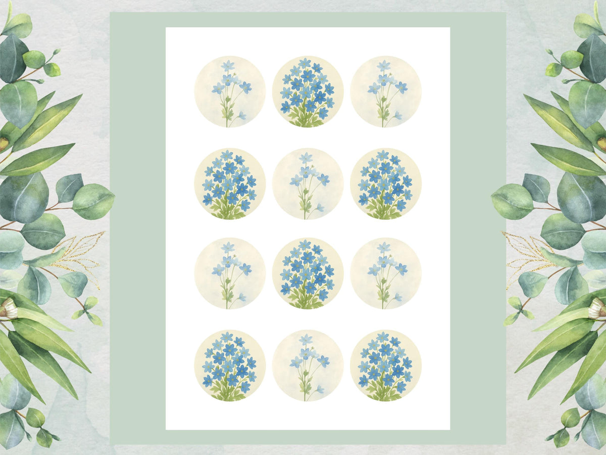 Larkspur July Birth Flower Edible Cupcake Toppers – Floral Cake Topper