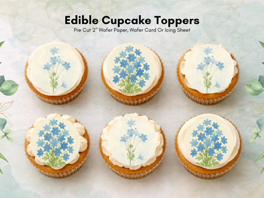 Larkspur July Birth Flower Edible Cupcake Toppers – Floral Cake Topper