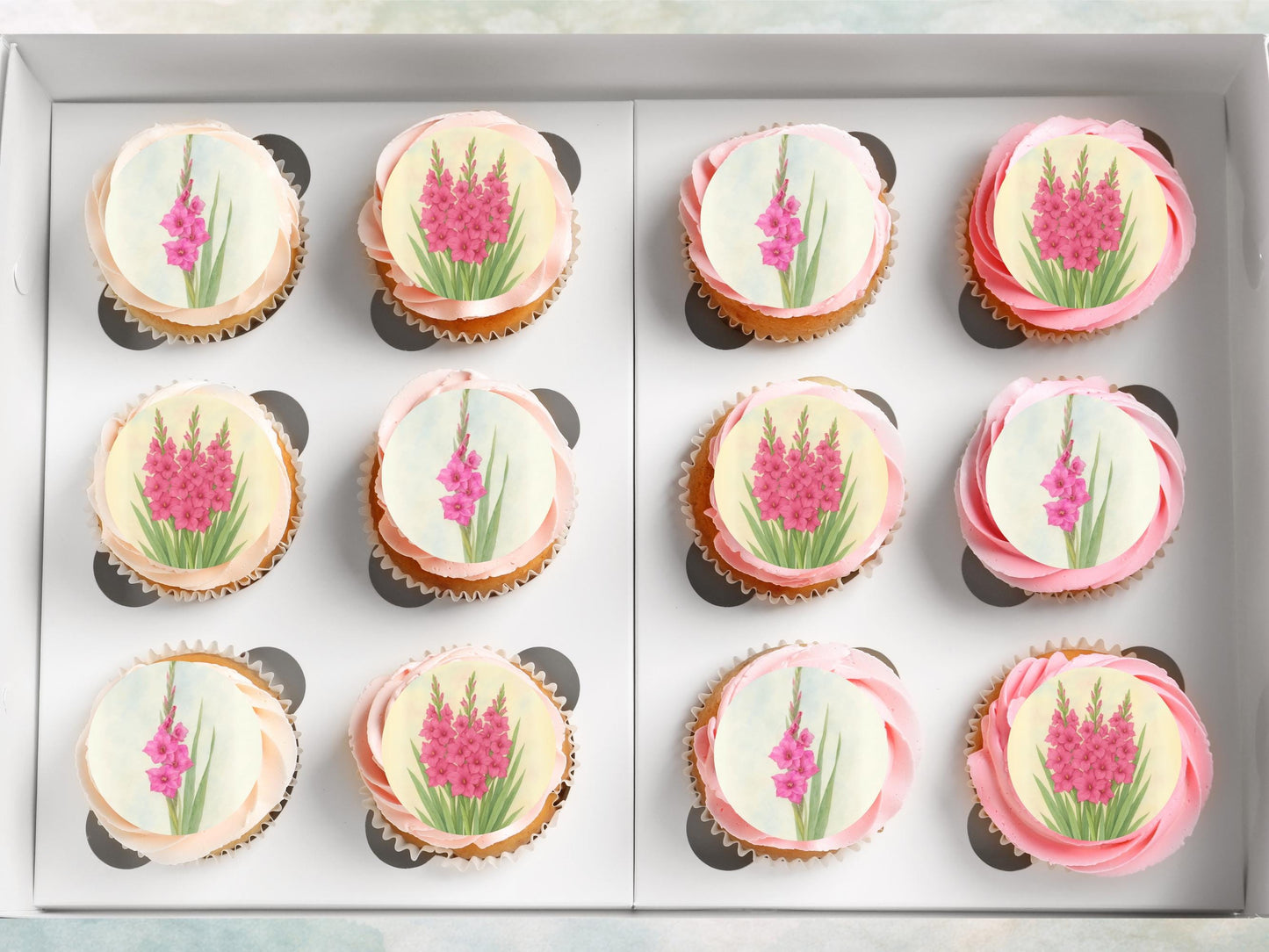 August Birth Flower Edible Cupcake Toppers – Gladiolus Design (Pre-cut)