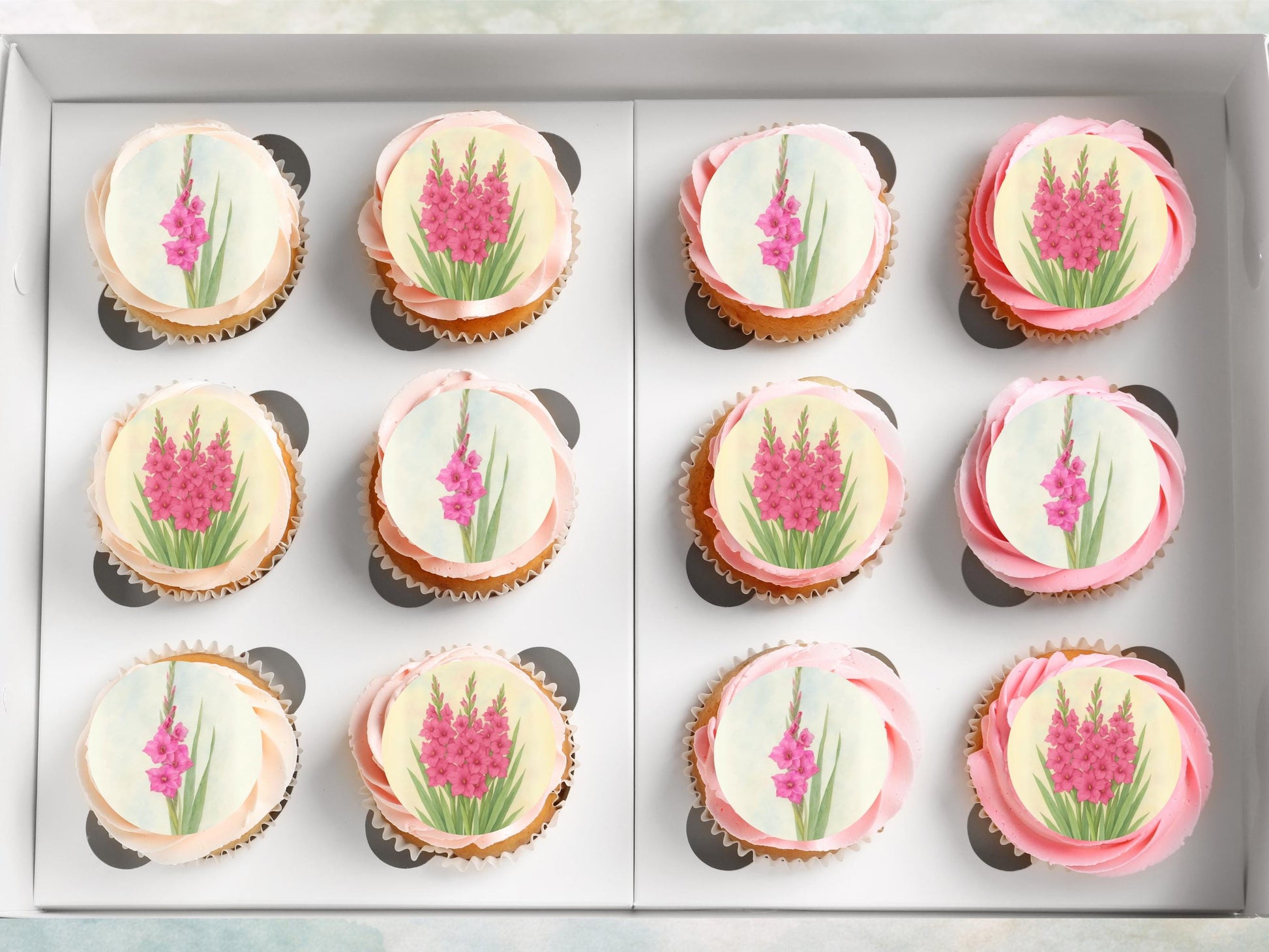 August Birth Flower Edible Cupcake Toppers – Gladiolus Design (Pre-cut)