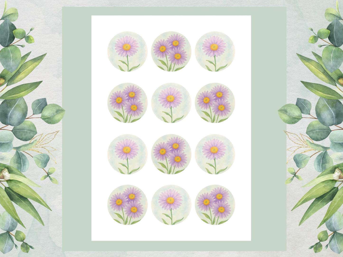 Aster Flower Edible Cupcake Toppers – September Birth Flower (Pre-cut)