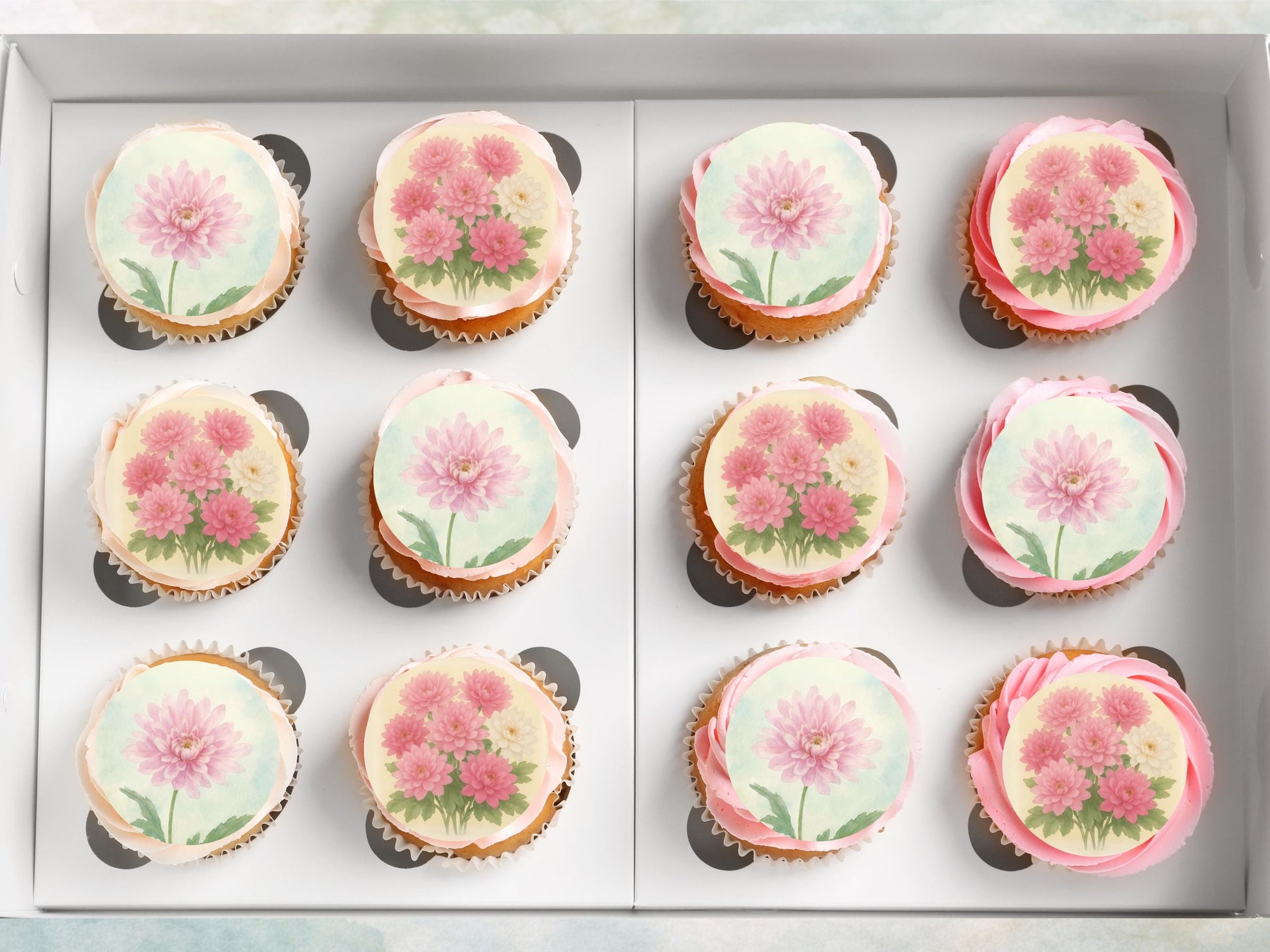 November Birth Flower Chrysanthemum Edible Cupcake Toppers