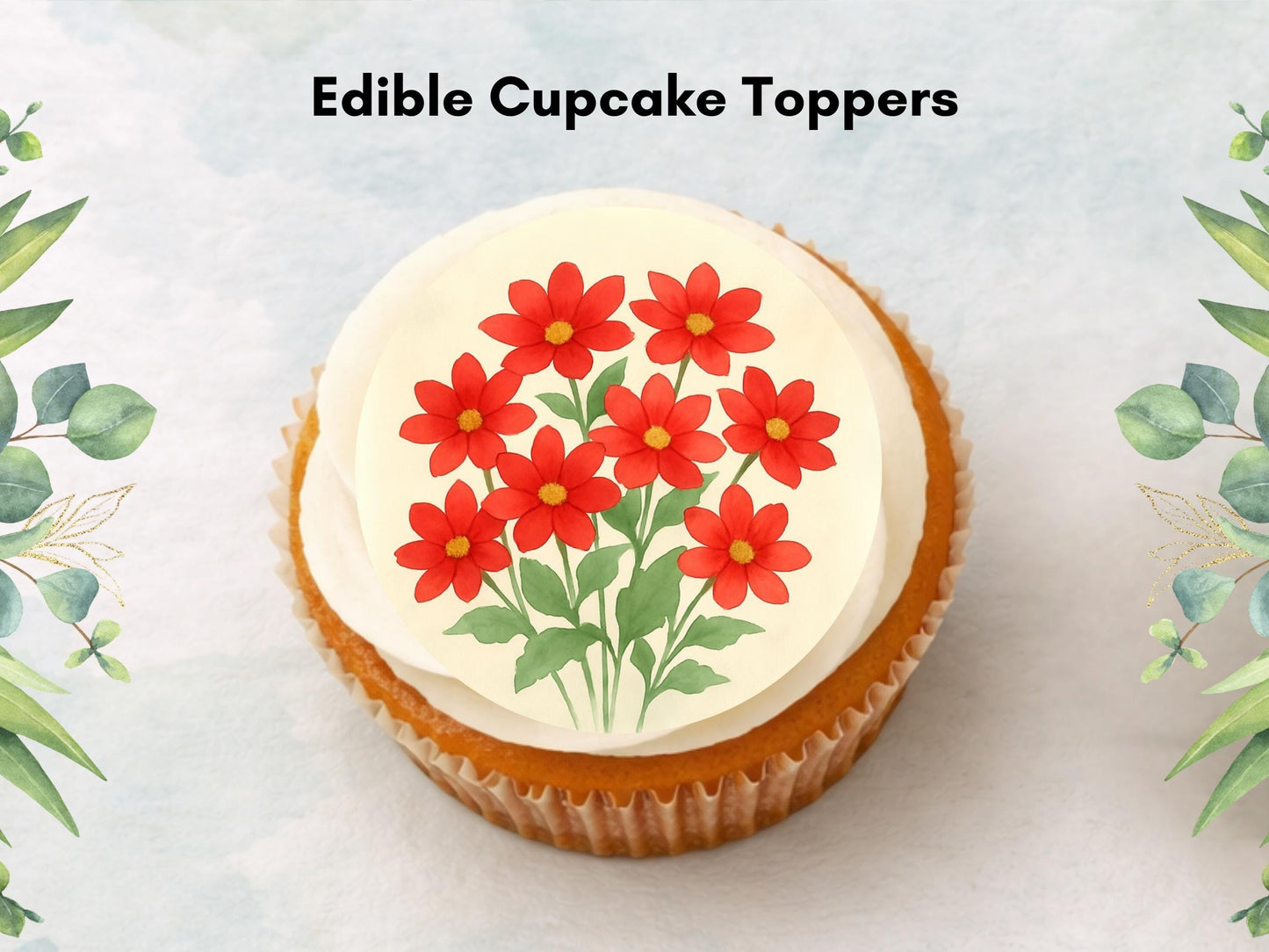Poinsettia Edible Cupcake Toppers – December Birth Flower (Pre-cut)