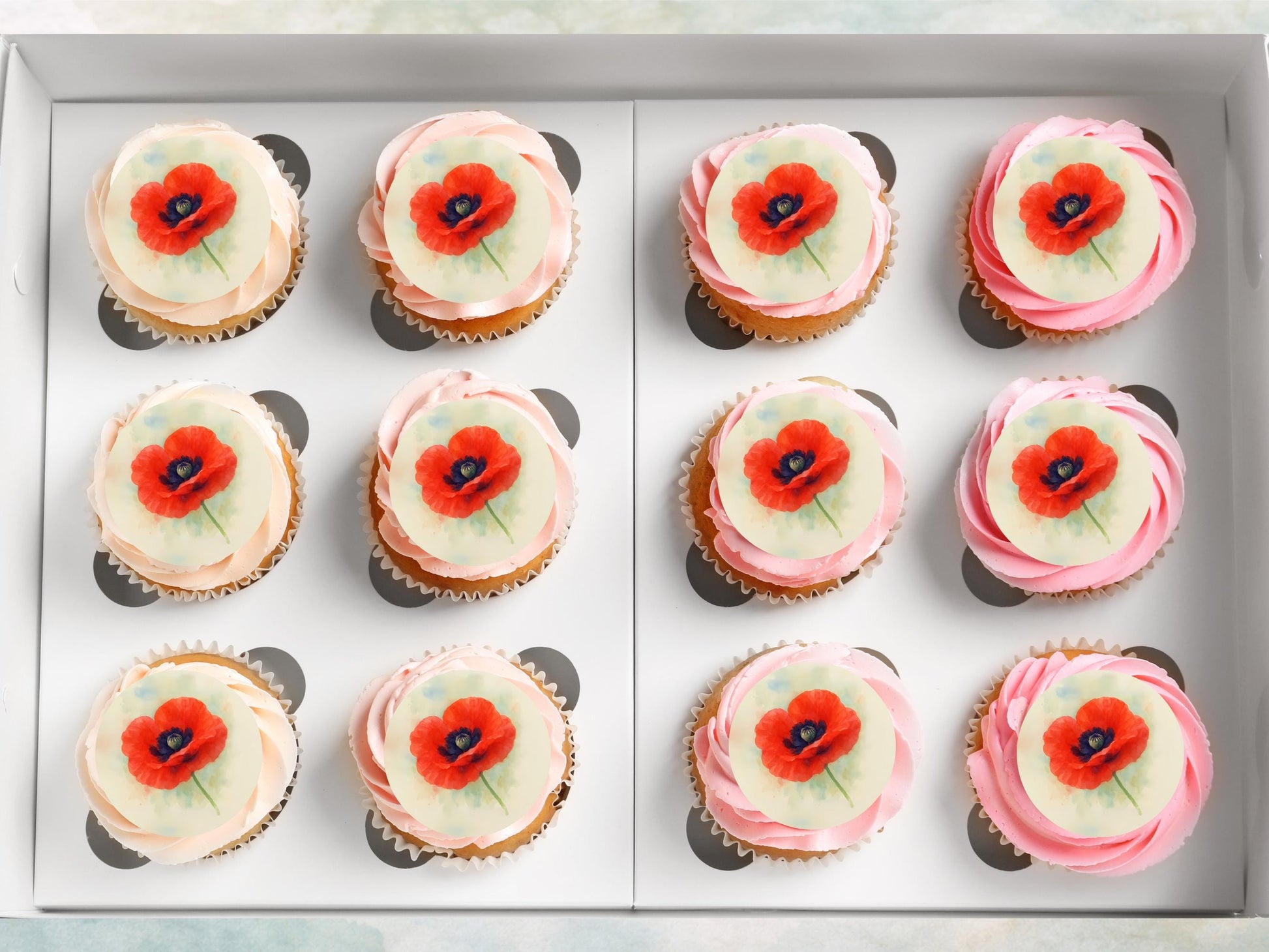 Red Poppy Edible Cupcake Toppers – 2" Wafer Paper