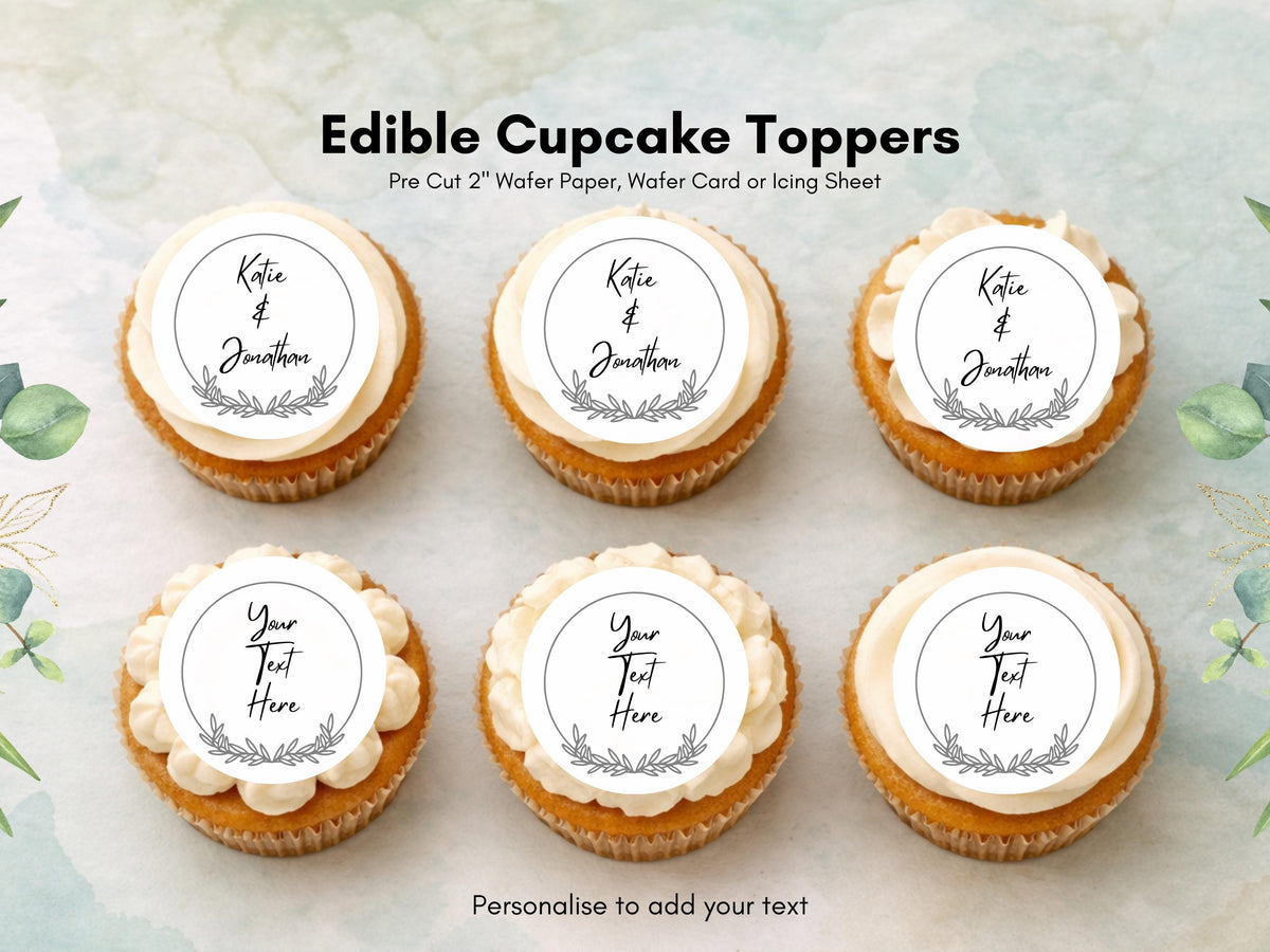 Personalised Wedding Edible Cupcake Toppers – Custom Cake Topper
