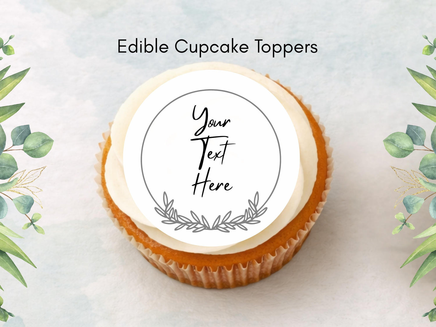 Personalized Wedding Edible Cupcake Toppers – Custom Cake Topper