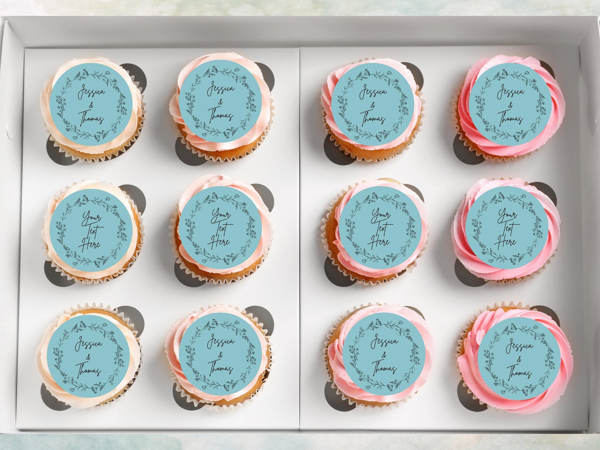 Personalized Wedding Cupcake Toppers – Edible Wafer Paper, Icing Sheet