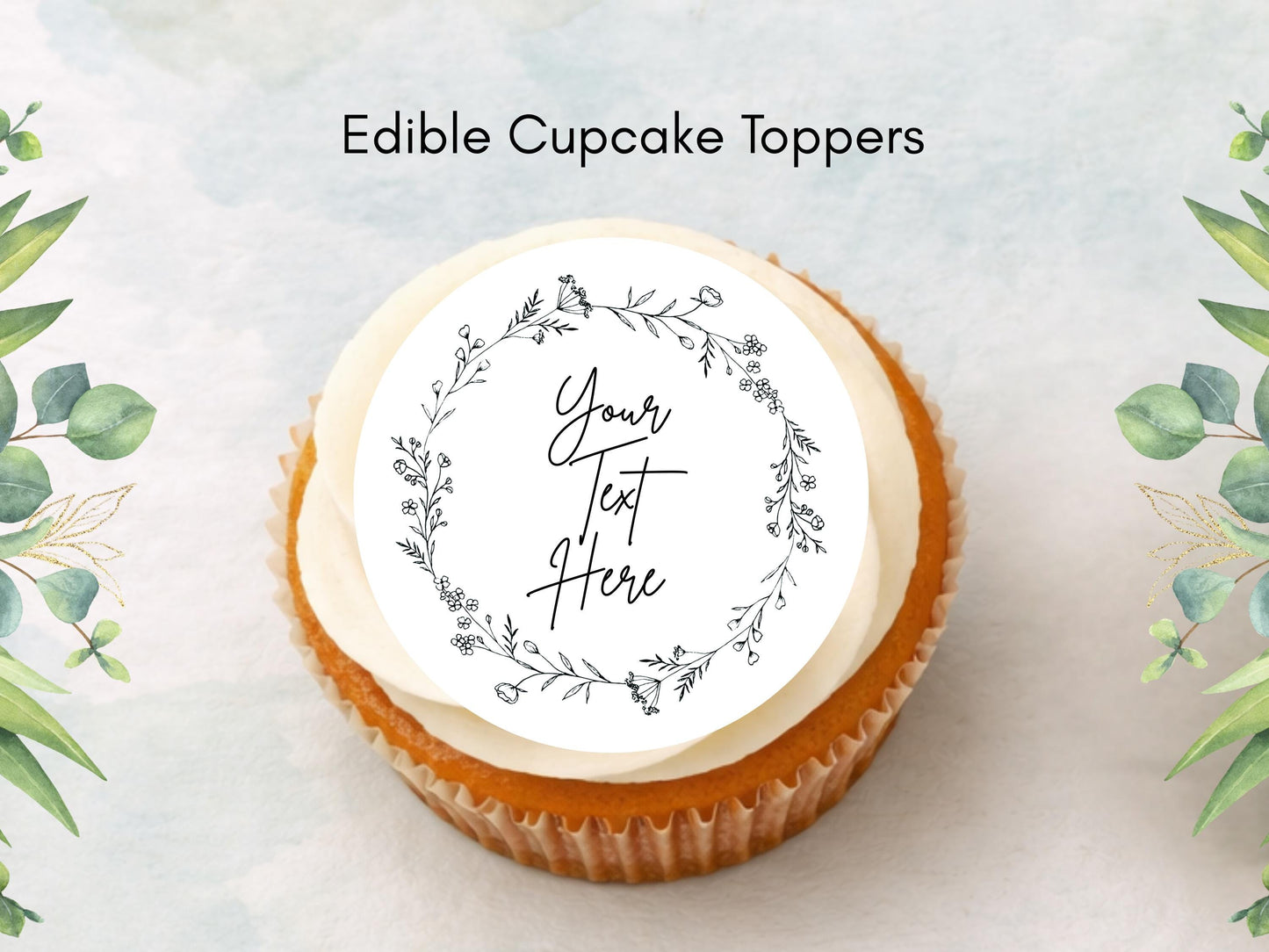 Personalized Wedding Cupcake Toppers – Edible Wafer Paper, Icing Sheet