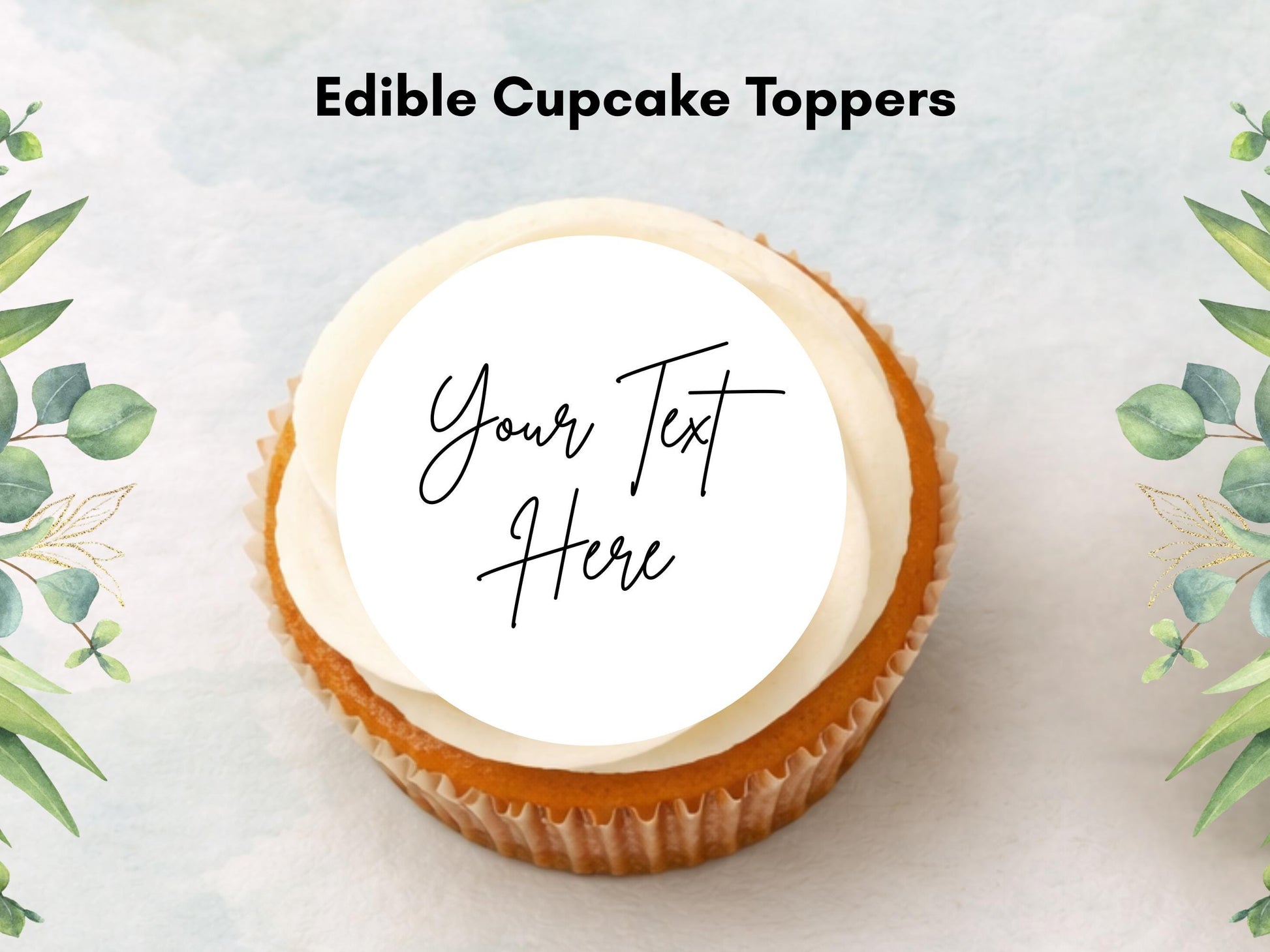Personalized Wedding Cupcake Toppers – Edible Wafer Paper, 12 x 2"
