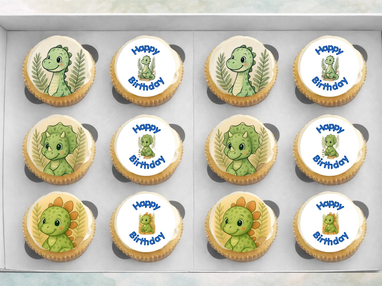 Dinosaur Edible Cupcake Toppers – 2" Pre-Cut Birthday Decorations
