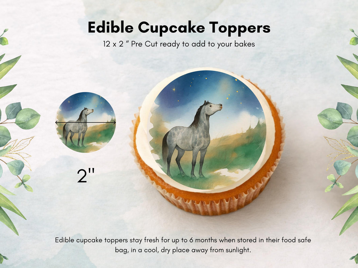 Magical Horse Edible Cupcake Toppers – Pony Birthday Cake Decoration