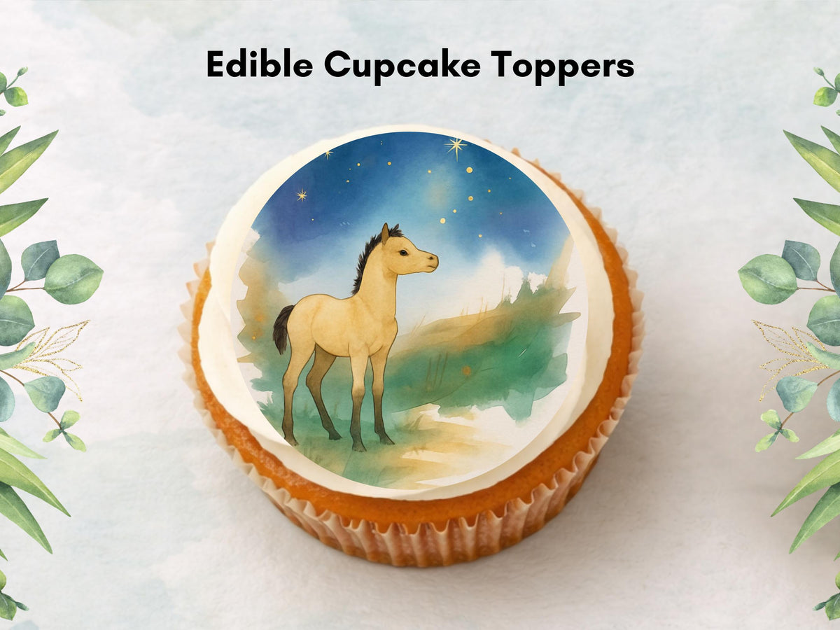 Magical Horse Edible Cupcake Toppers – Pony Birthday Cake Decoration