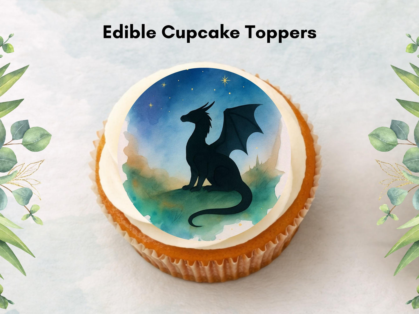 Dragon Edible Cupcake Toppers – 12 Precut Fantasy Decorations