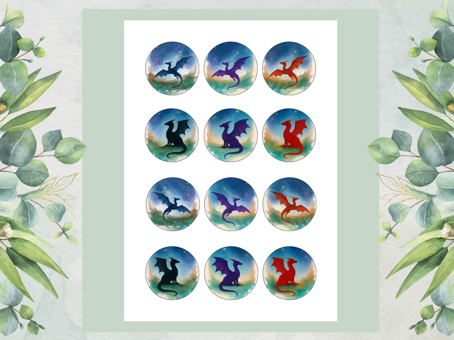 Dragon Edible Cupcake Toppers – 12 Precut Fantasy Decorations