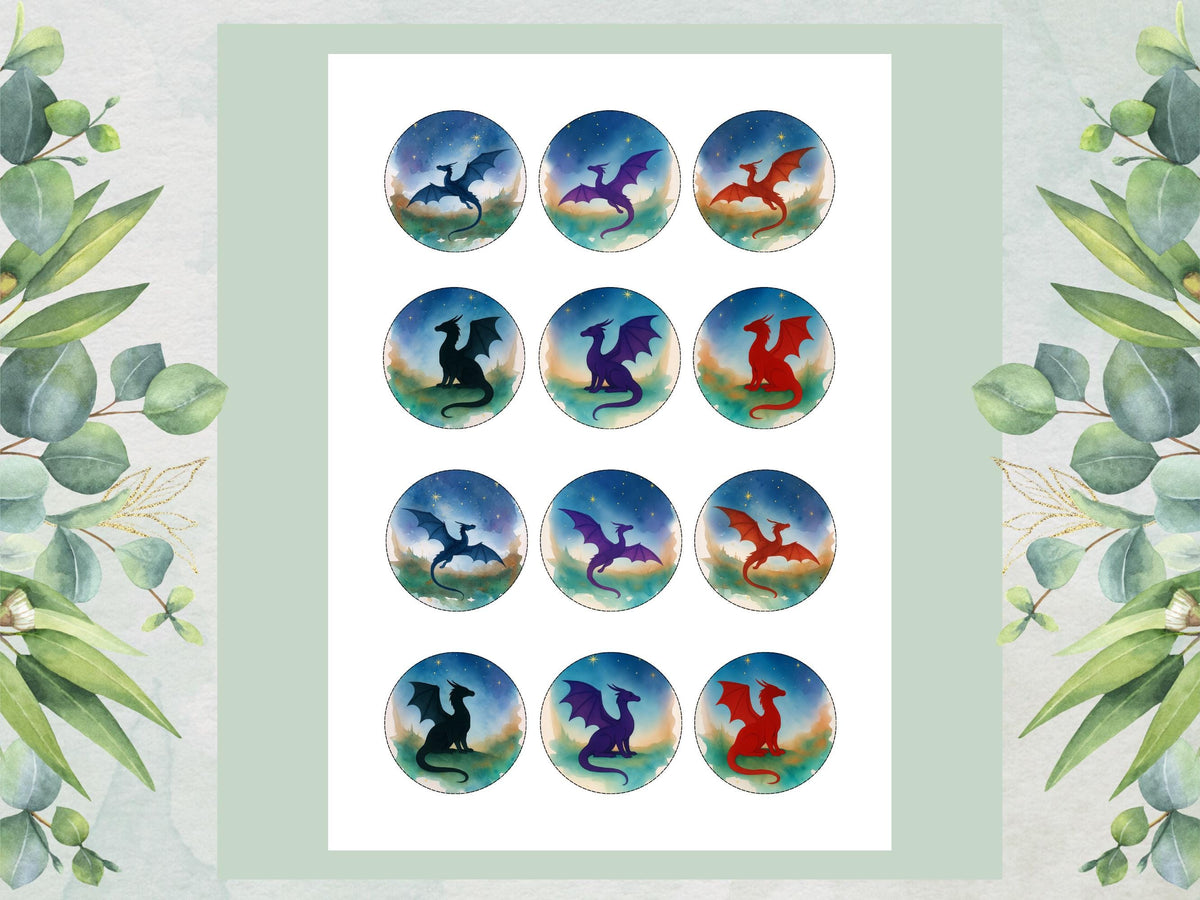 Dragon Edible Cupcake Toppers – (12 x 2" Pre-Cut) Fantasy Cake Decorations