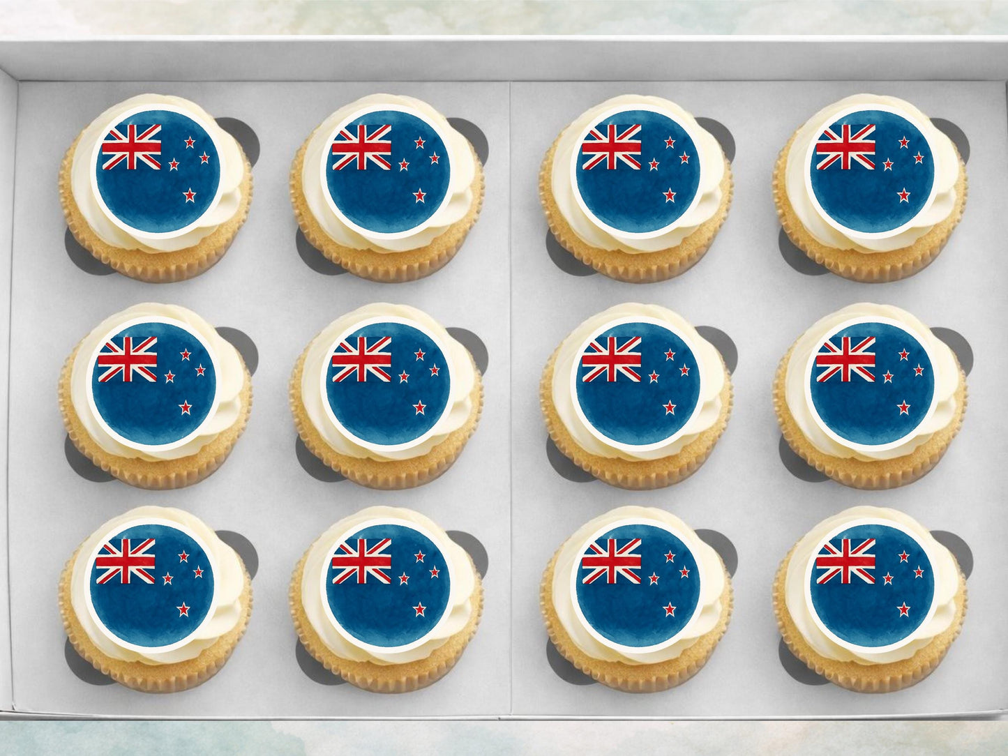New Zealand Flag Edible Cupcake Toppers – 2" Wafer Paper, Card, or Icing Sheet