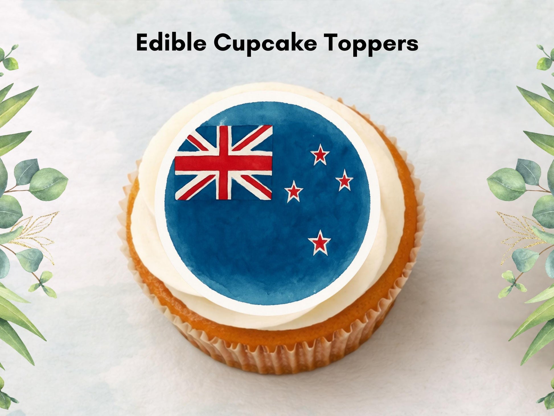 New Zealand Flag Edible Cupcake Toppers – 2" Wafer Paper, Card, or Icing Sheet