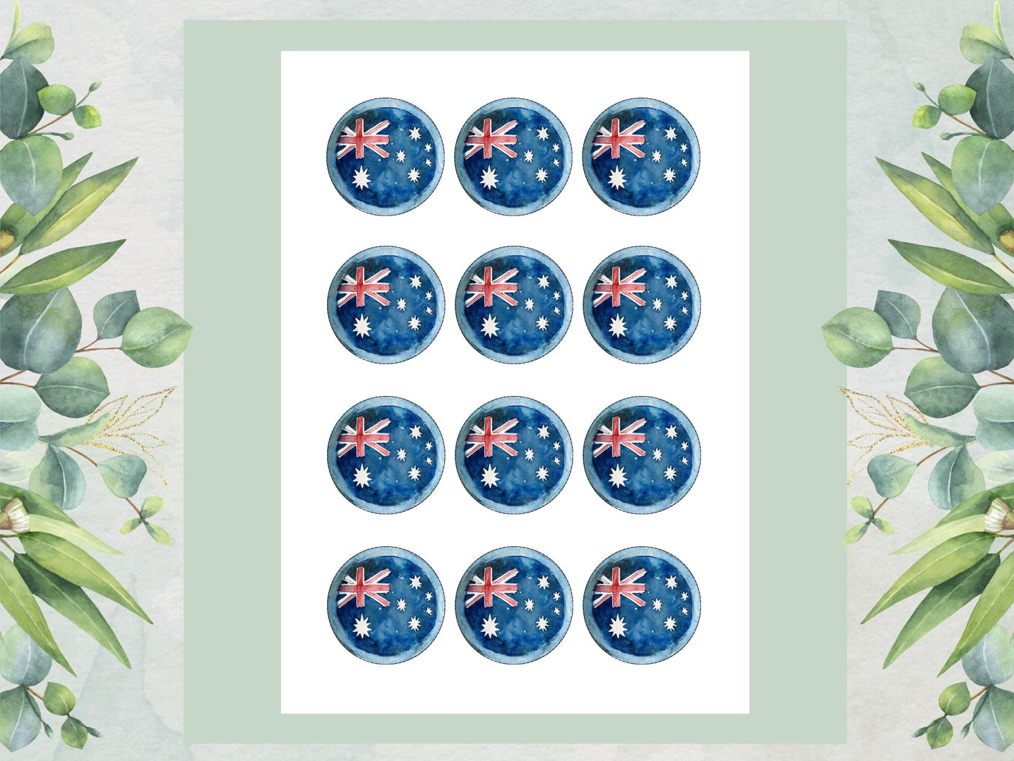 Australian Flag Edible Cupcake Toppers – Precut 2" (Wafer Paper/Card/Icing)