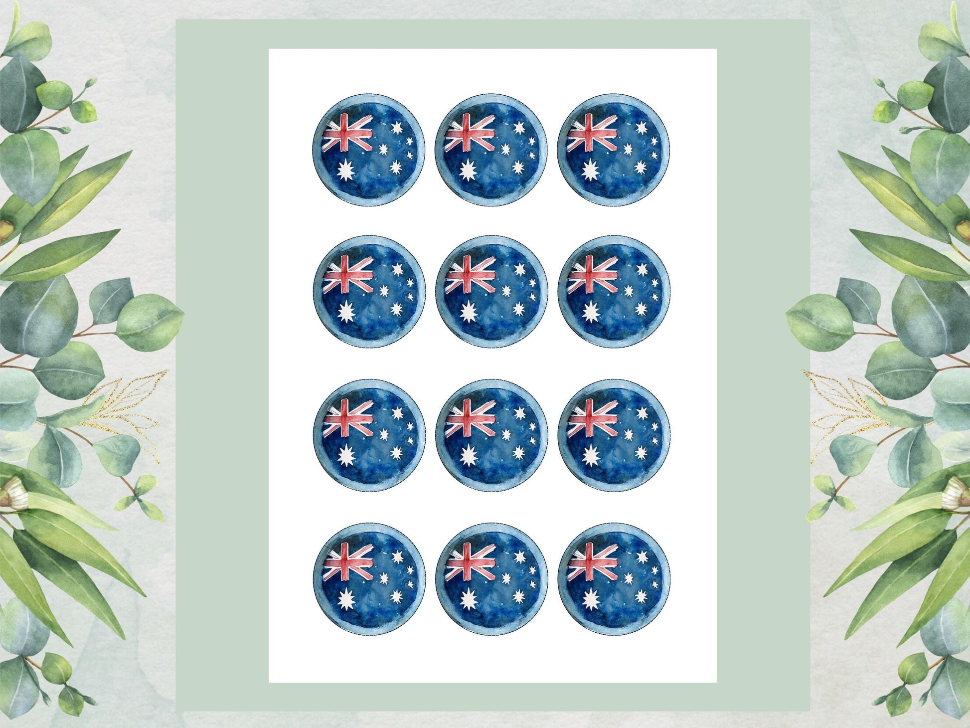 Australian Flag Edible Cupcake Toppers – Precut 2" (Wafer Paper/Card/Icing)