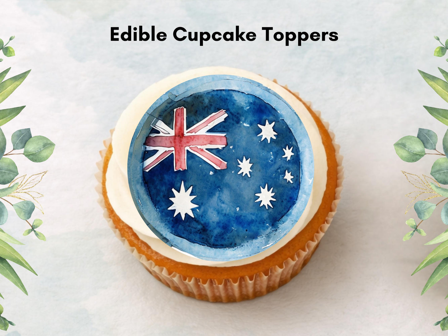 Australian Flag Edible Cupcake Toppers – Precut 2" (Wafer Paper/Card/Icing)