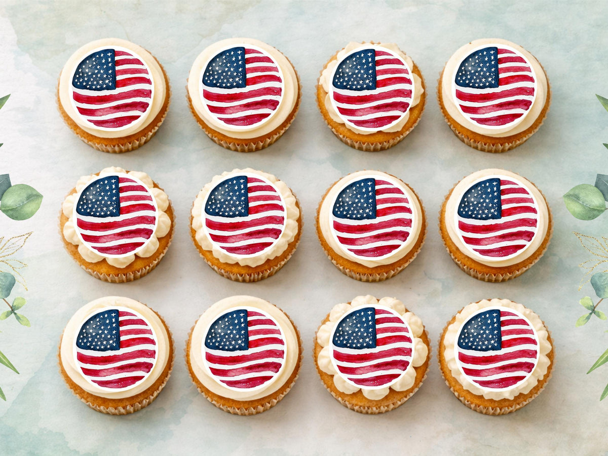 American Flag Edible Cupcake Toppers – 4th of July Decorations