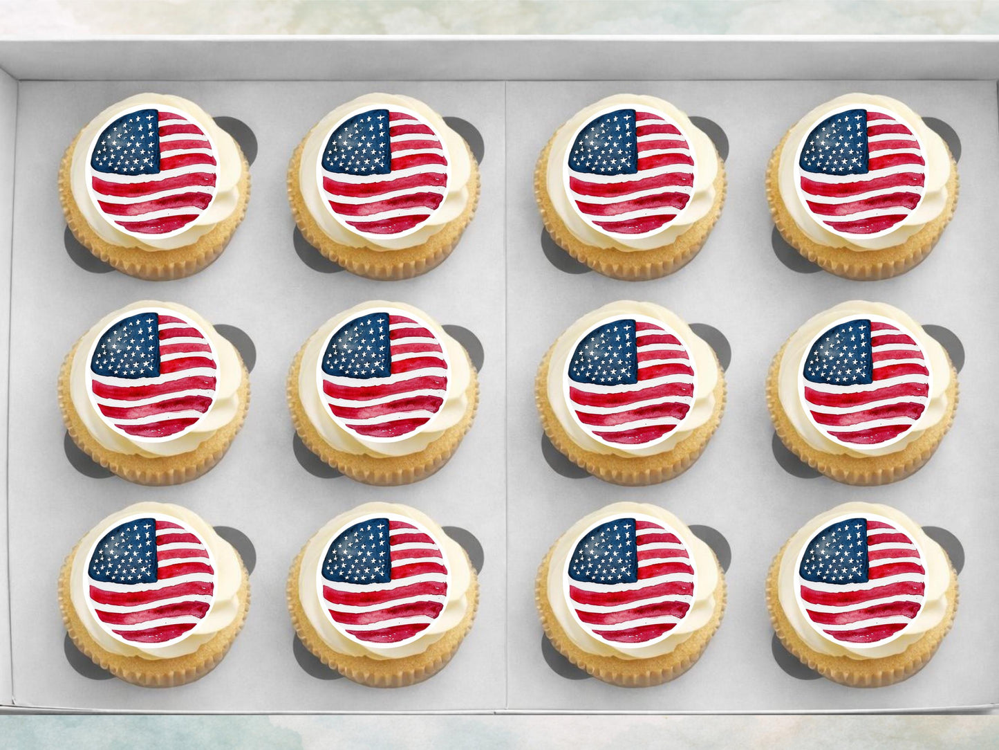 American Flag Edible Cupcake Toppers – 4th of July Decorations