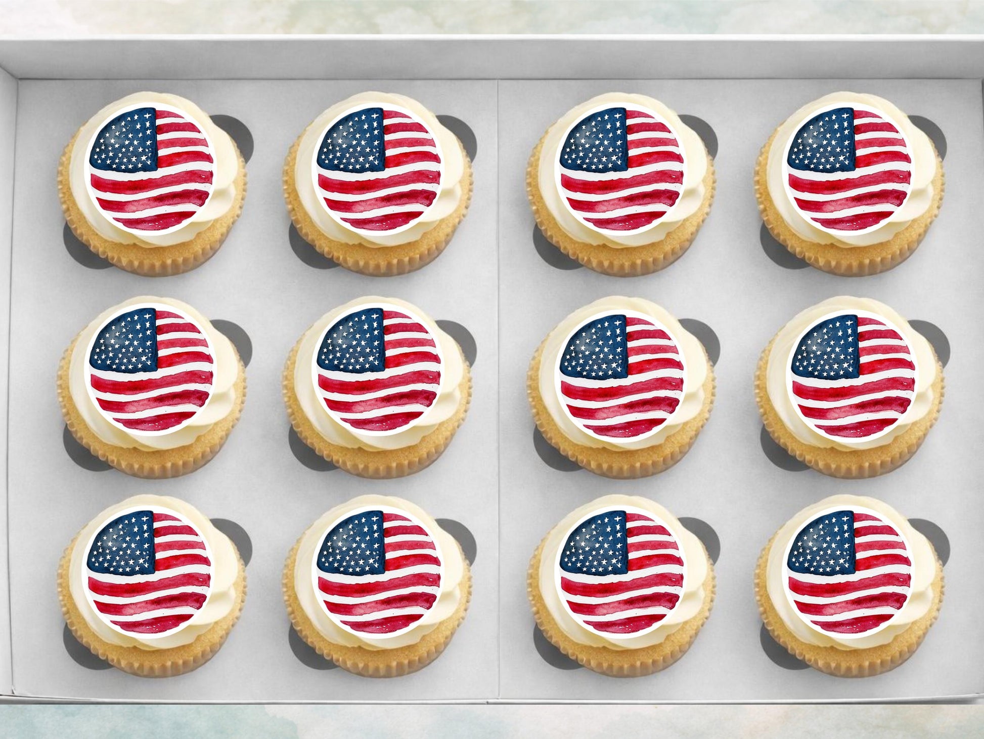 American Flag Edible Cupcake Toppers – 4th of July Decorations