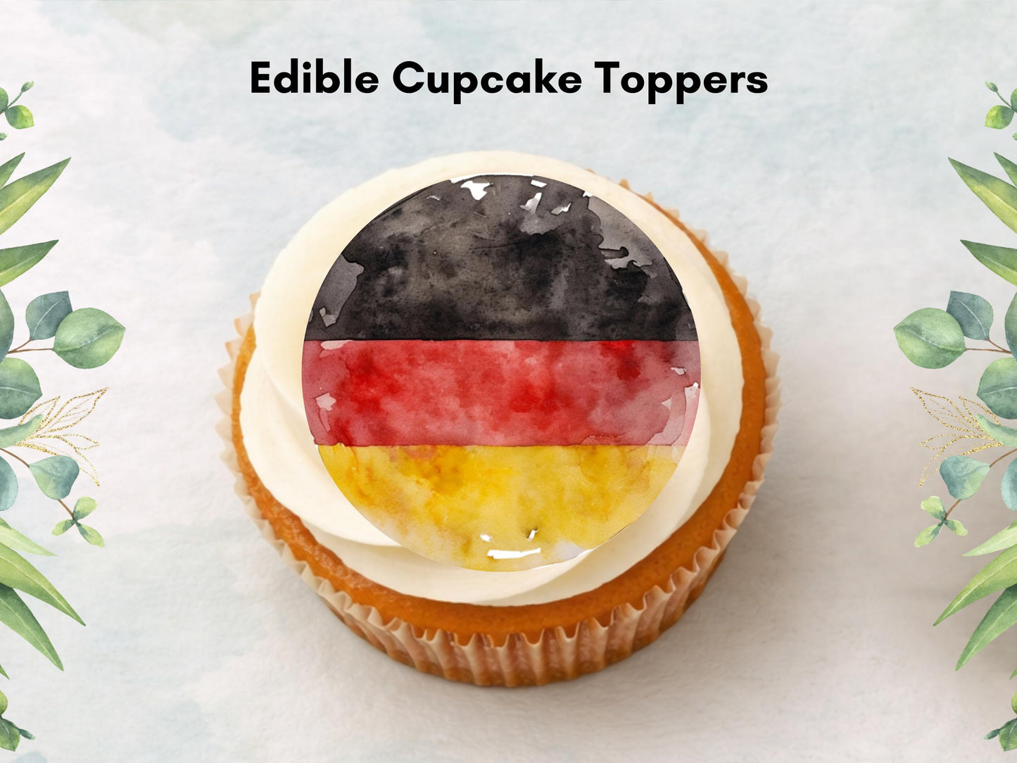 German Flag Edible Cupcake Toppers – Germany Cake Decorations