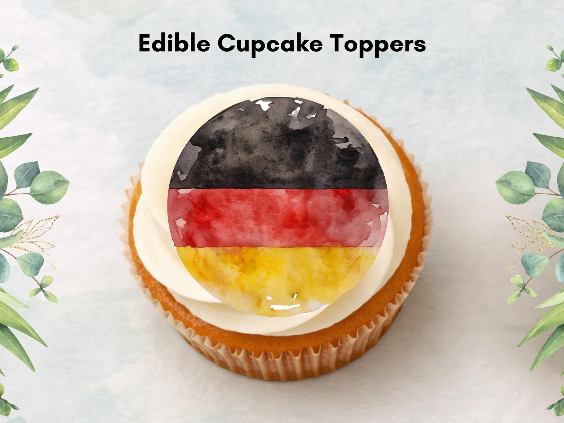 German Flag Edible Cupcake Toppers – Germany Cake Decorations