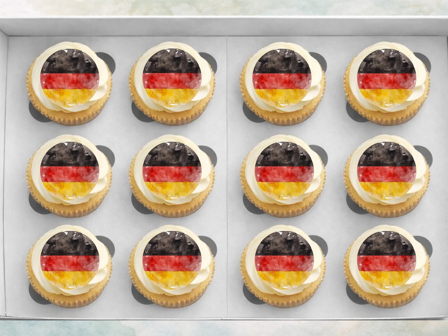 German Flag Edible Cupcake Toppers – Germany Cake Decorations